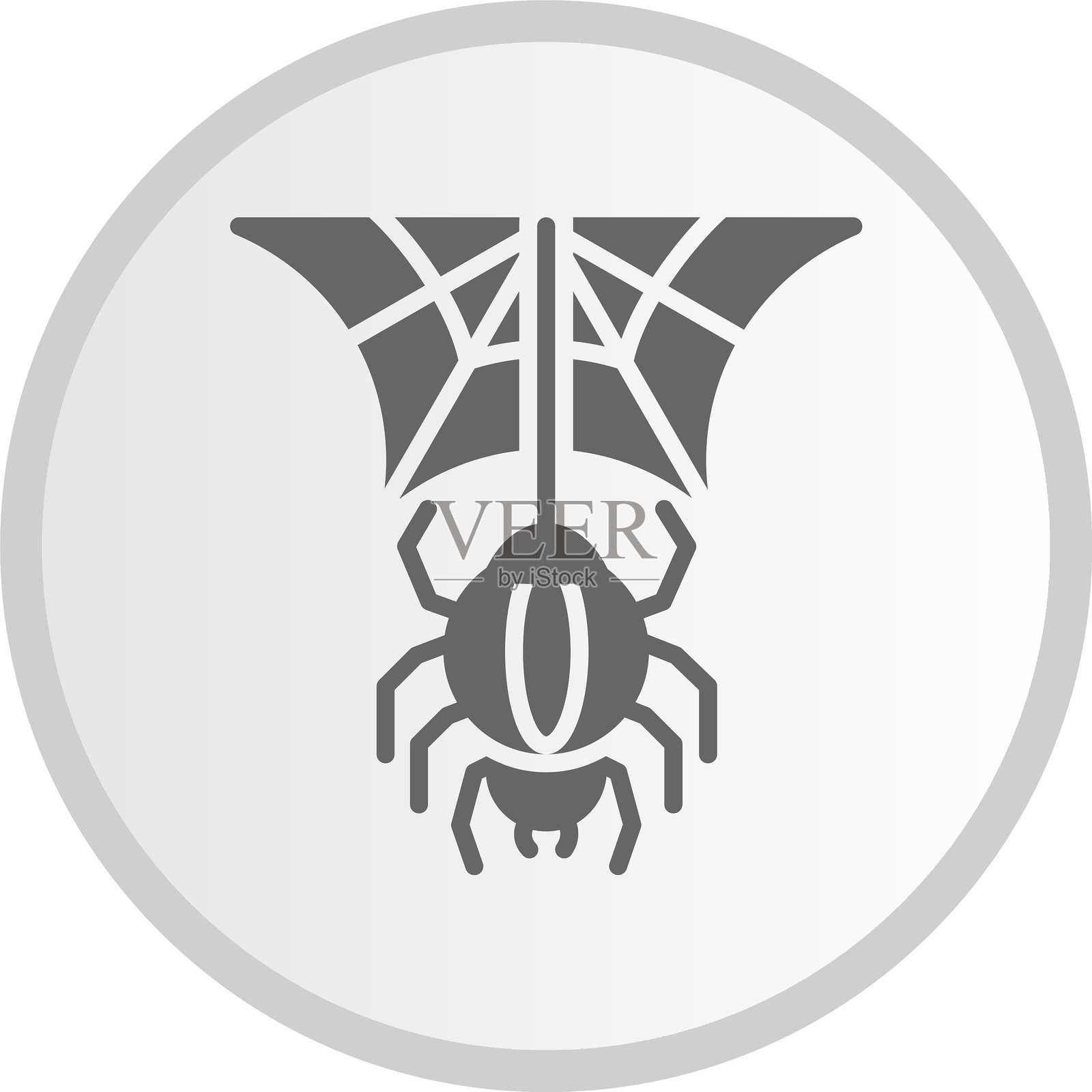 灰色蜘蛛符号圆形图标插画图片素材
