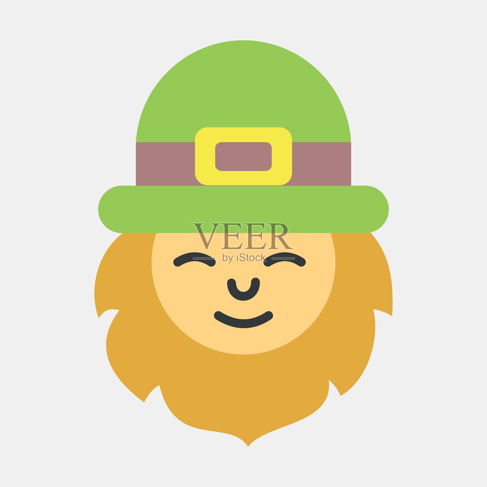 小精灵图标。圣帕特里克节庆祝元素。扁平风格的图标。适合印刷、海报、标志、派对装饰、贺卡等。插画图片素材