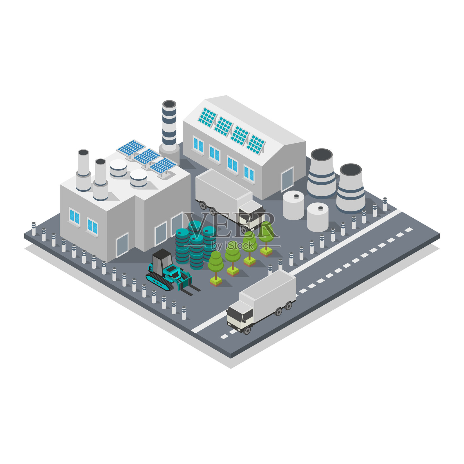 工业等距图插画图片素材