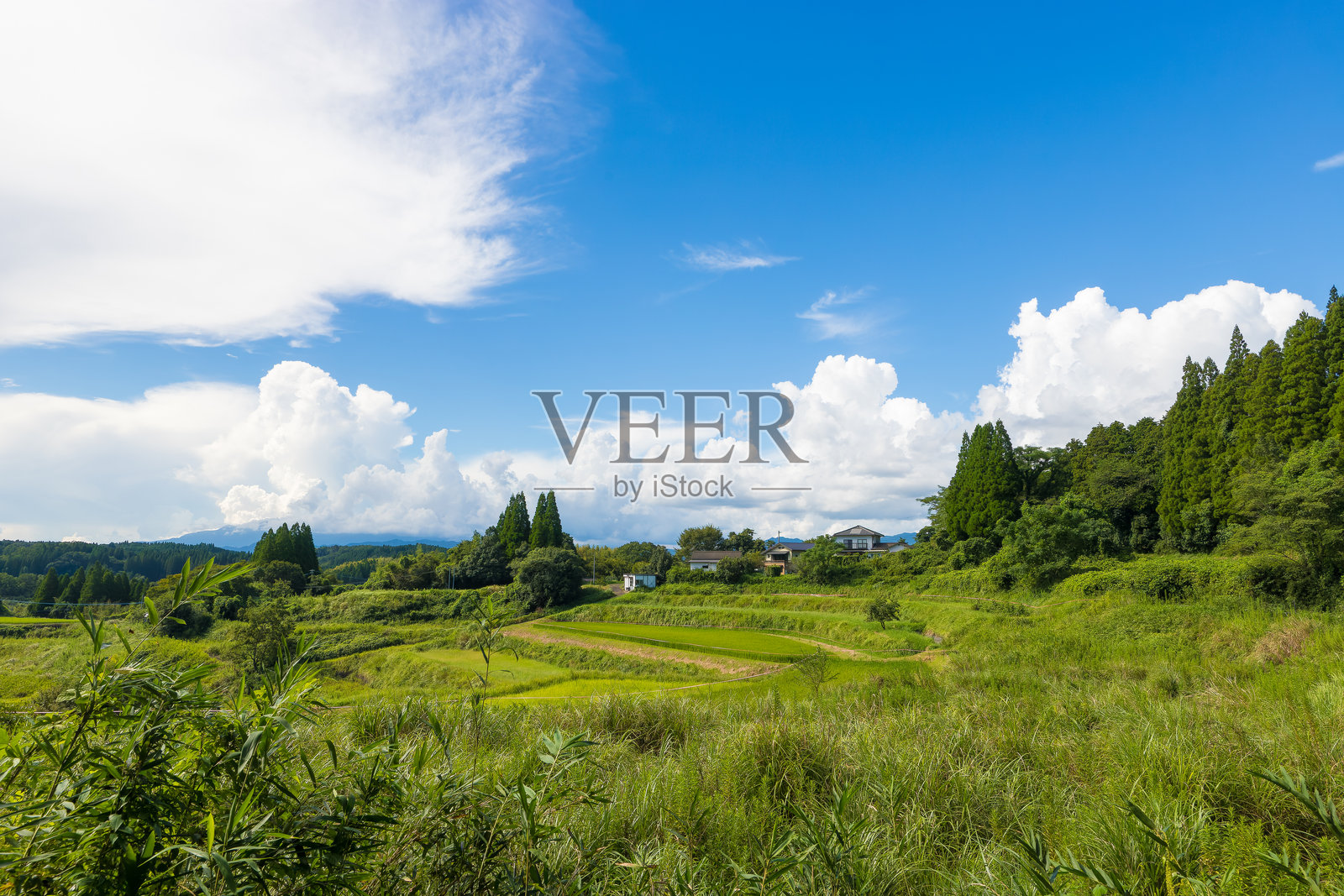 蓝天与乡村风景照片摄影图片