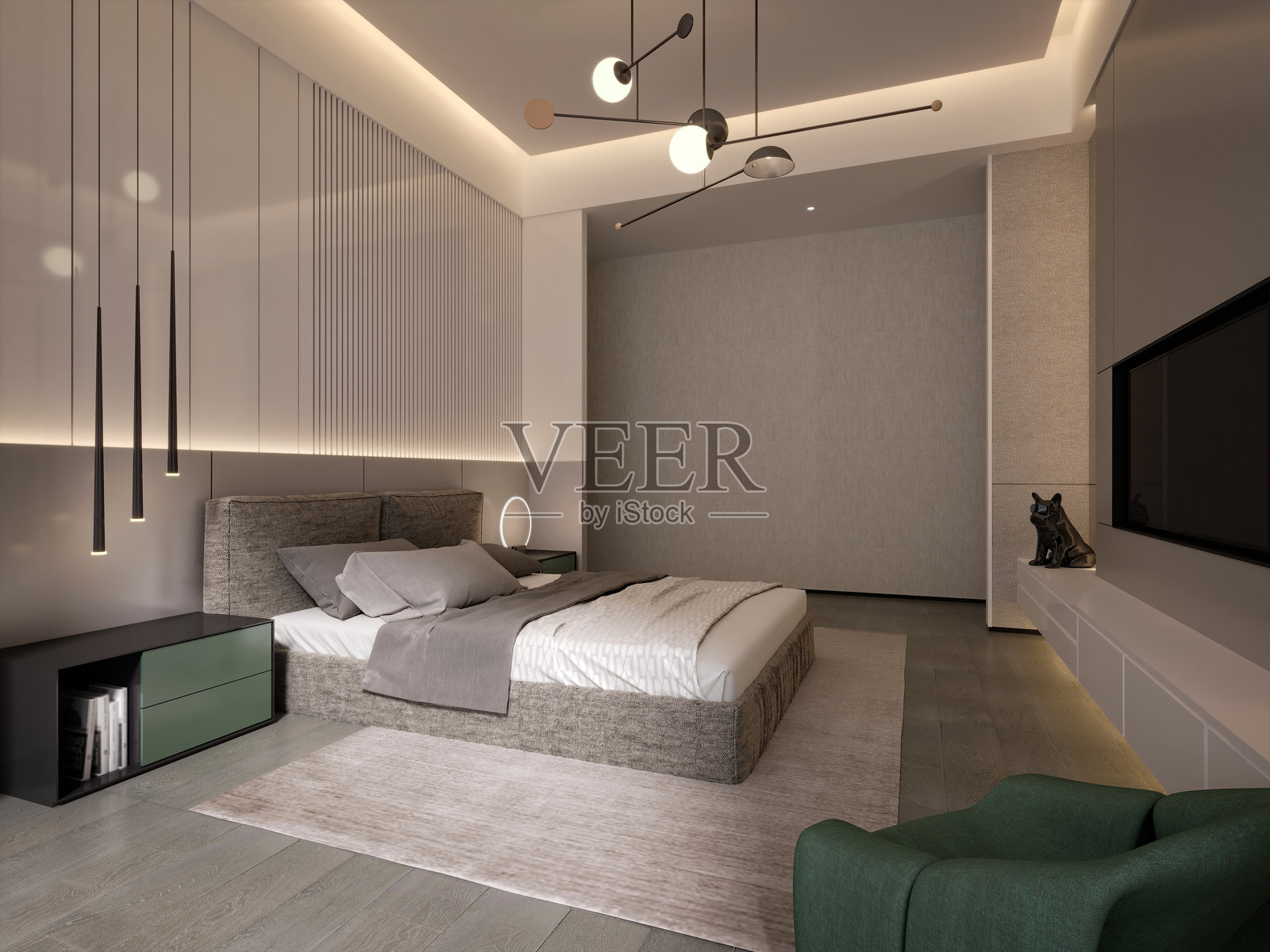 酒店房间的3D渲染图照片摄影图片