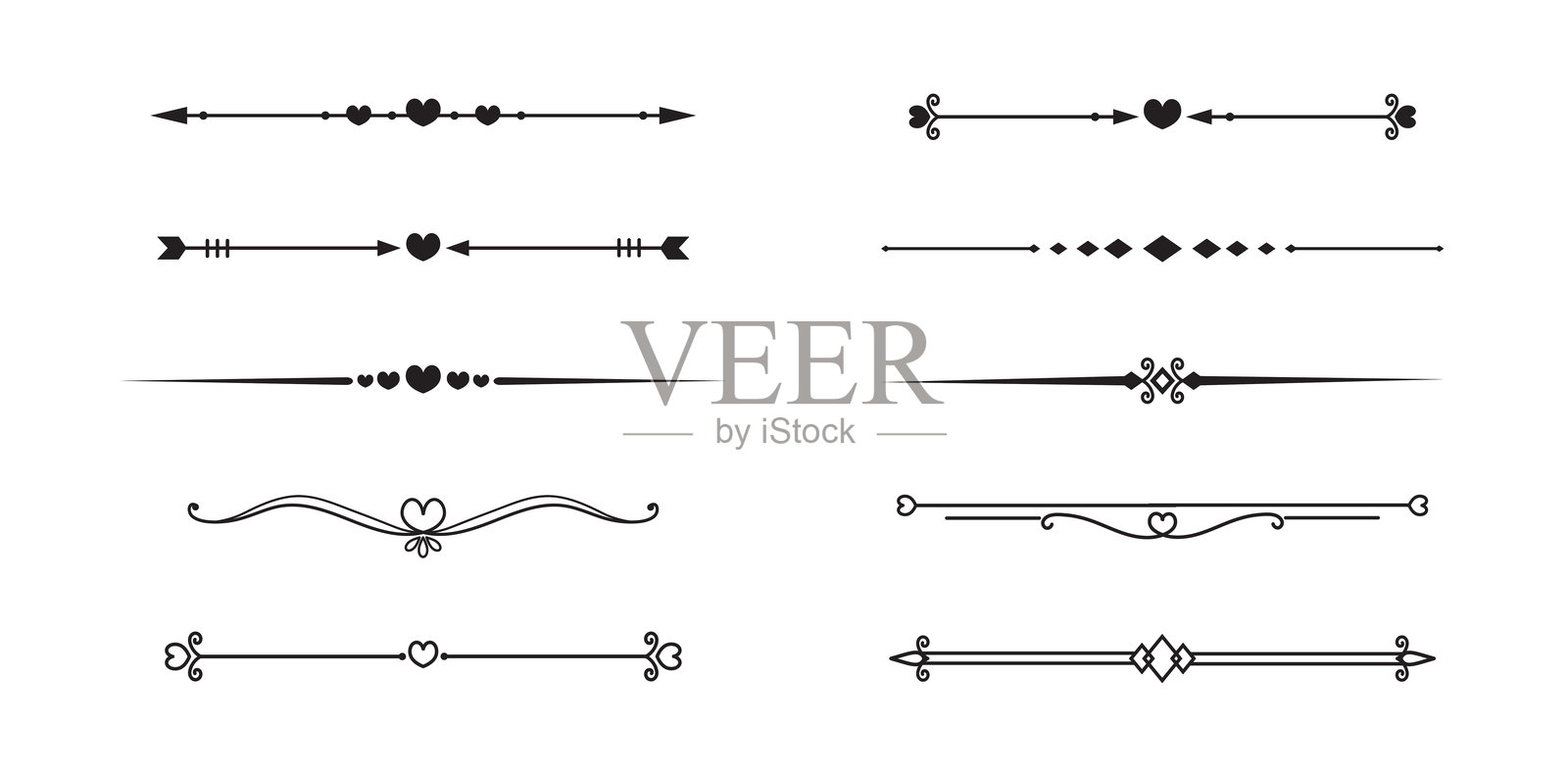 复古装饰线条文本分隔线边框线条分隔符矢量素材插画图片素材