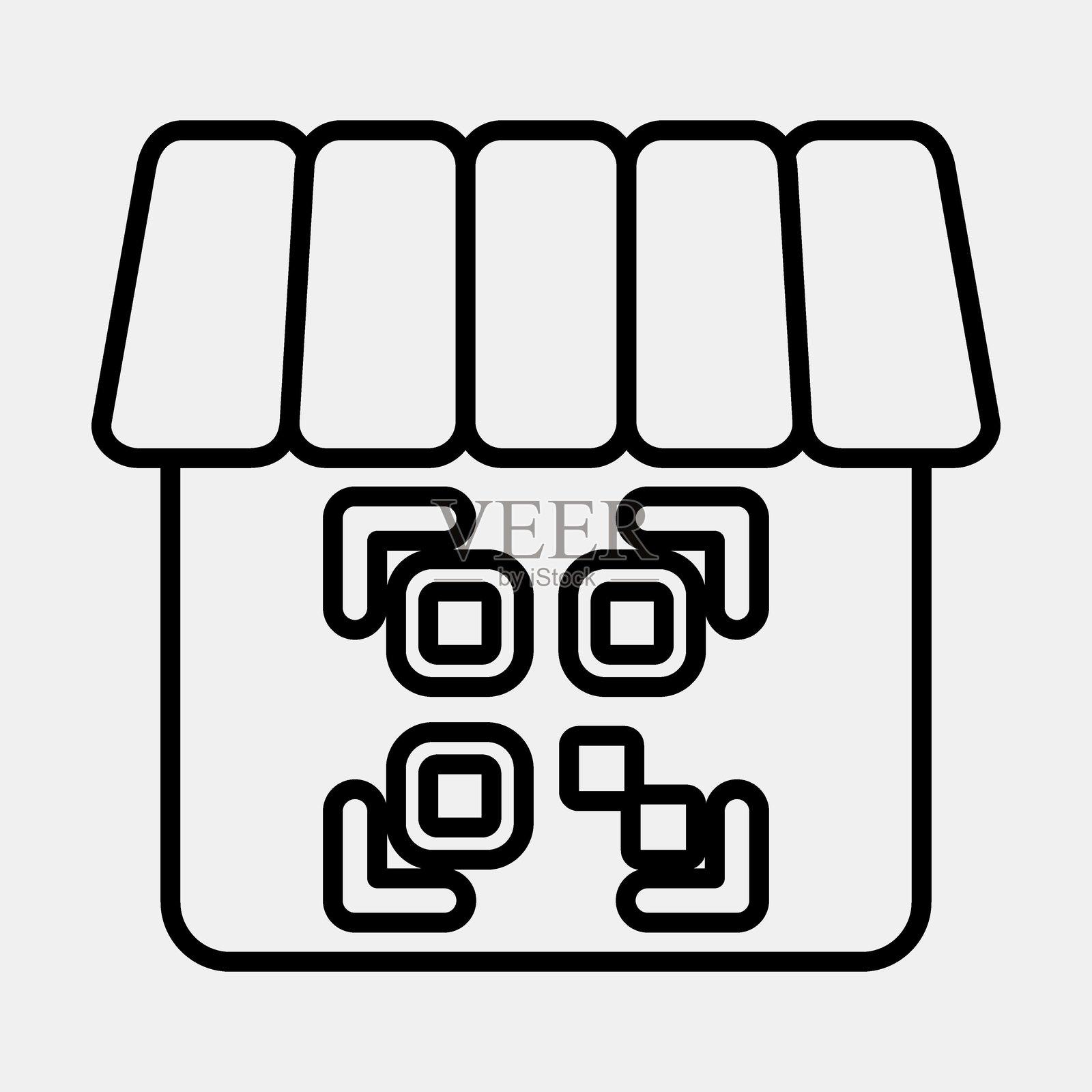 图标商店条形码。条形码和二维码元素。线条风格的图标。适合用于印刷、海报、标志、广告、信息图等。插画图片素材