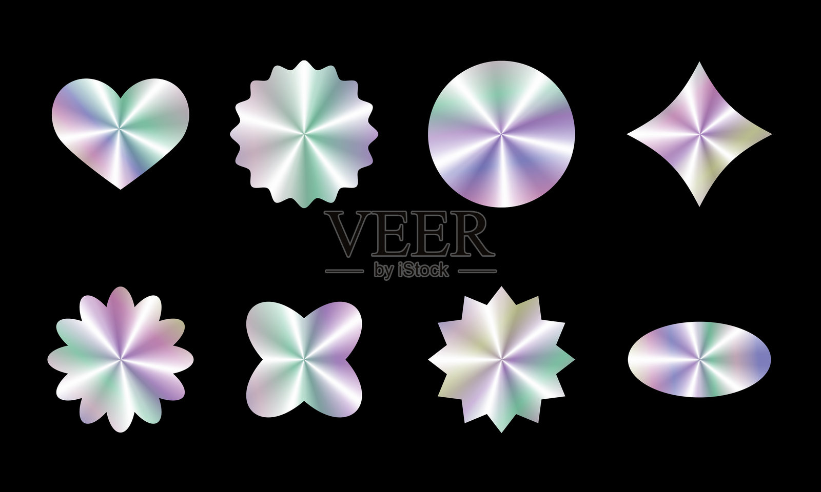 一组全息形状插画图片素材