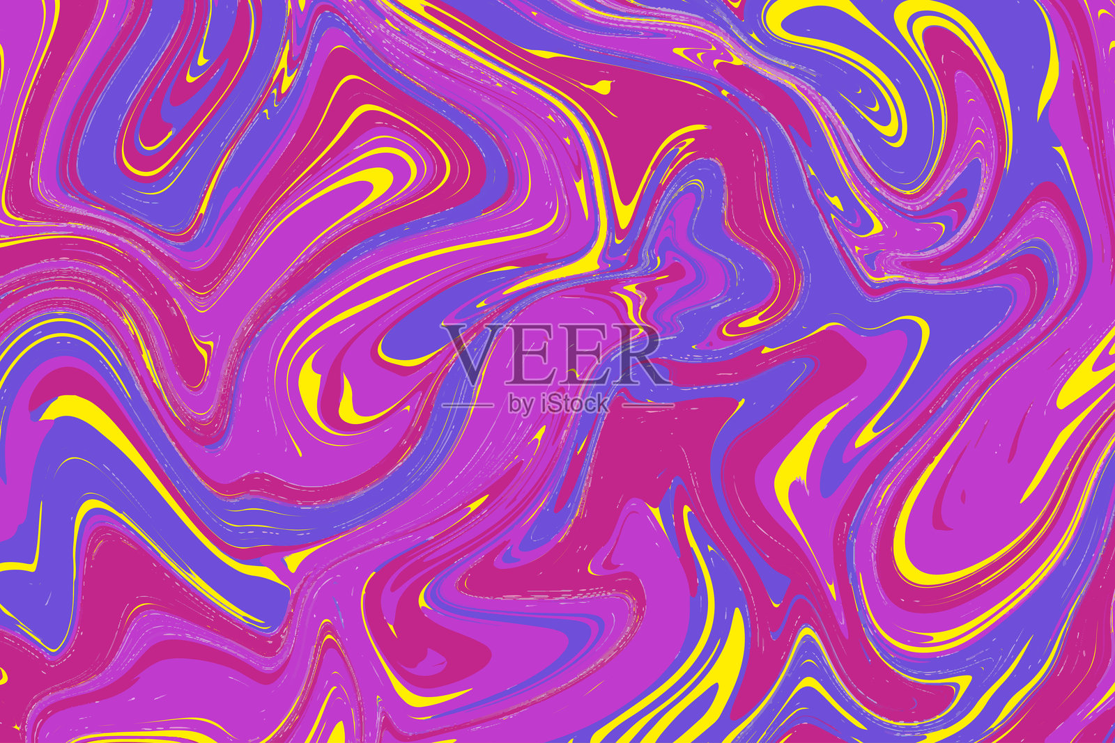抽象的粉色、紫色和黄色液体大理石纹理背景插画图片素材