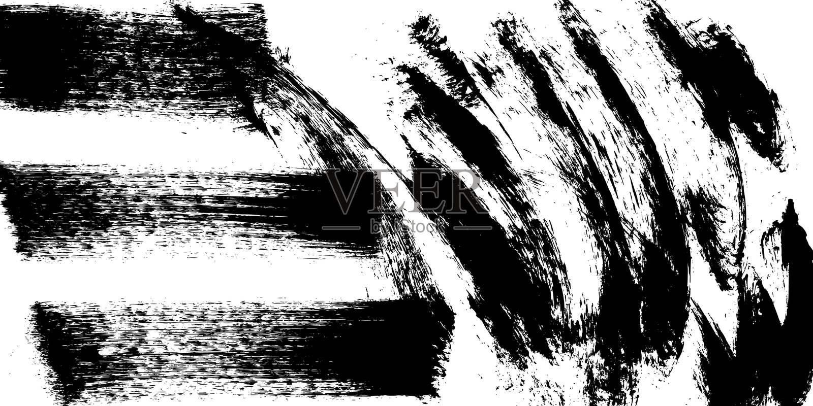 手绘刷痕的粗糙背景。带有黑色墨水的磨损纹理。插画图片素材