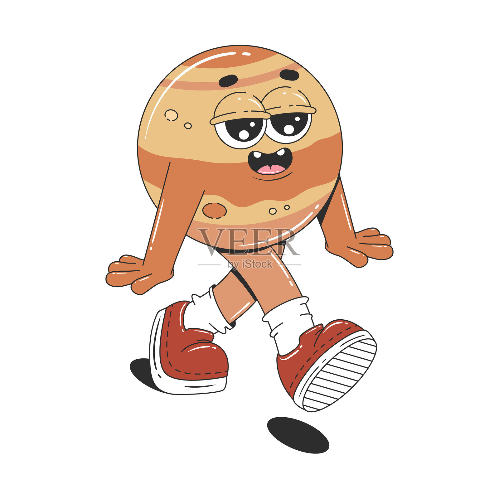 卡通木星行星。复古时尚角色。独立矢量插图。插画图片素材