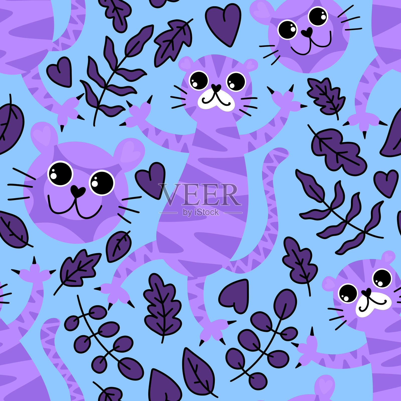 夏季动物无缝图案,适用于儿童、面料和泳装织物照片摄影图片