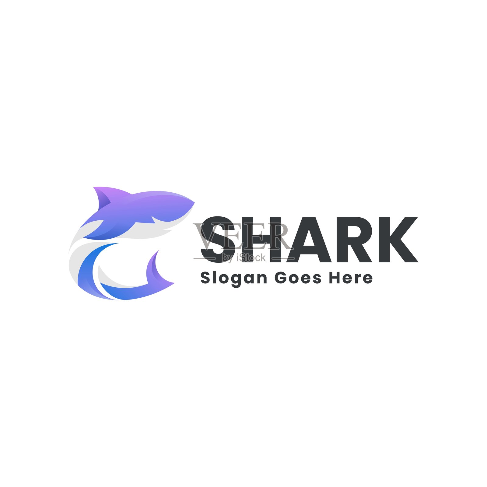 渐变色彩风格的鲨鱼矢量插图插画图片素材