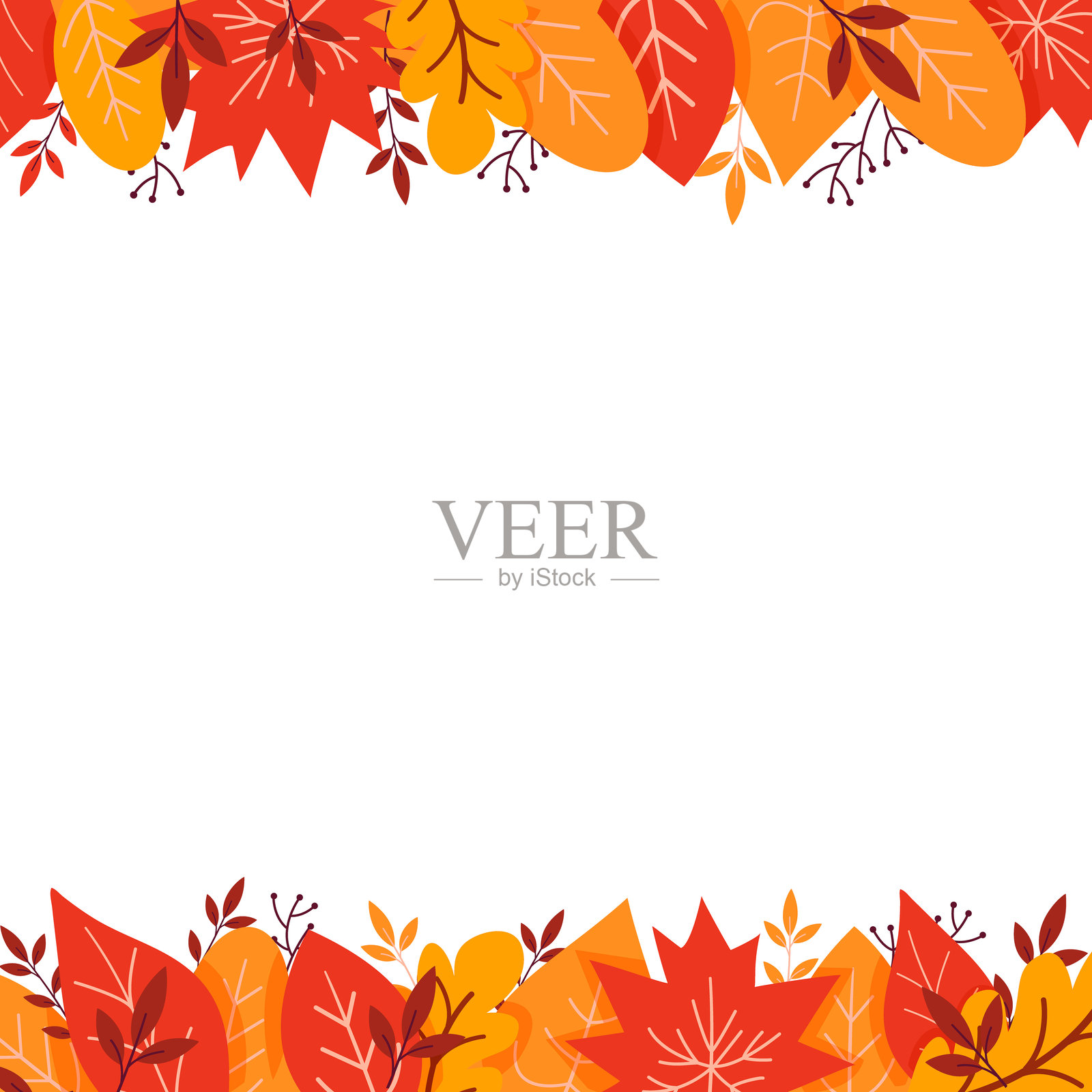 秋季横幅,配有橙色和红色的树叶。带有季节性叶子装饰和文本空间的矢量插图。插画图片素材