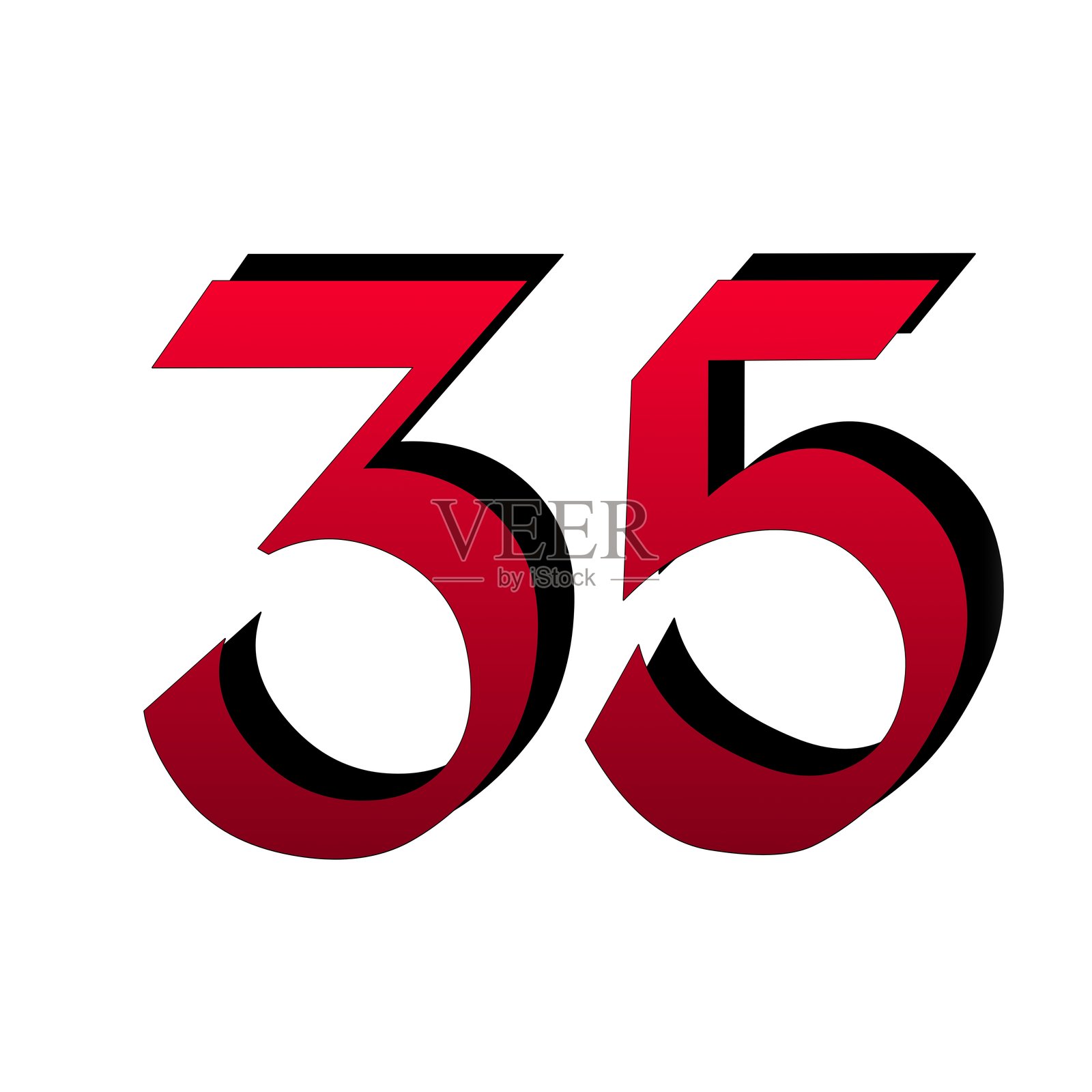 白色背景上的3D数字35照片摄影图片