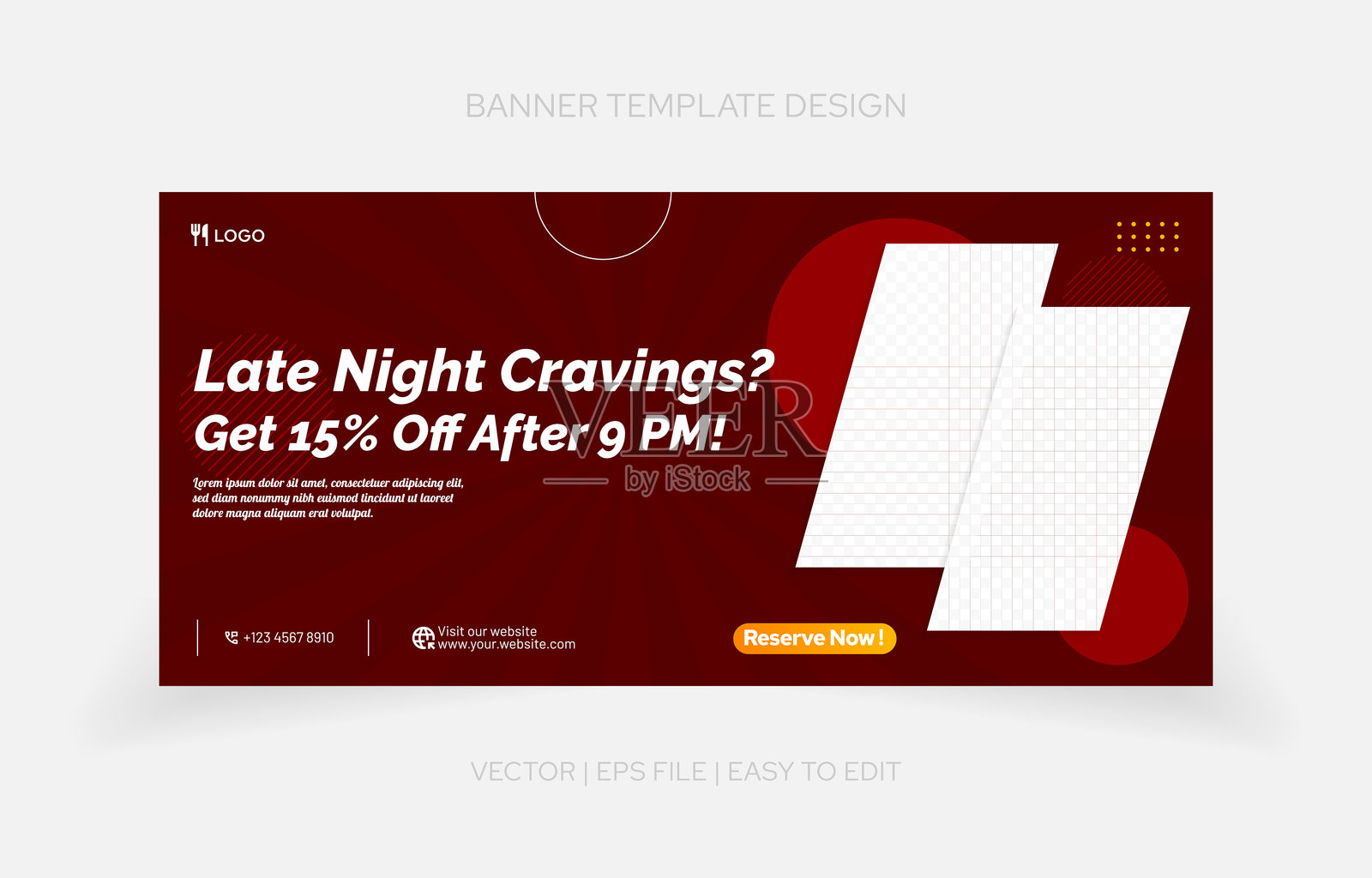 餐厅及更多的食品横幅模板设计插画图片素材