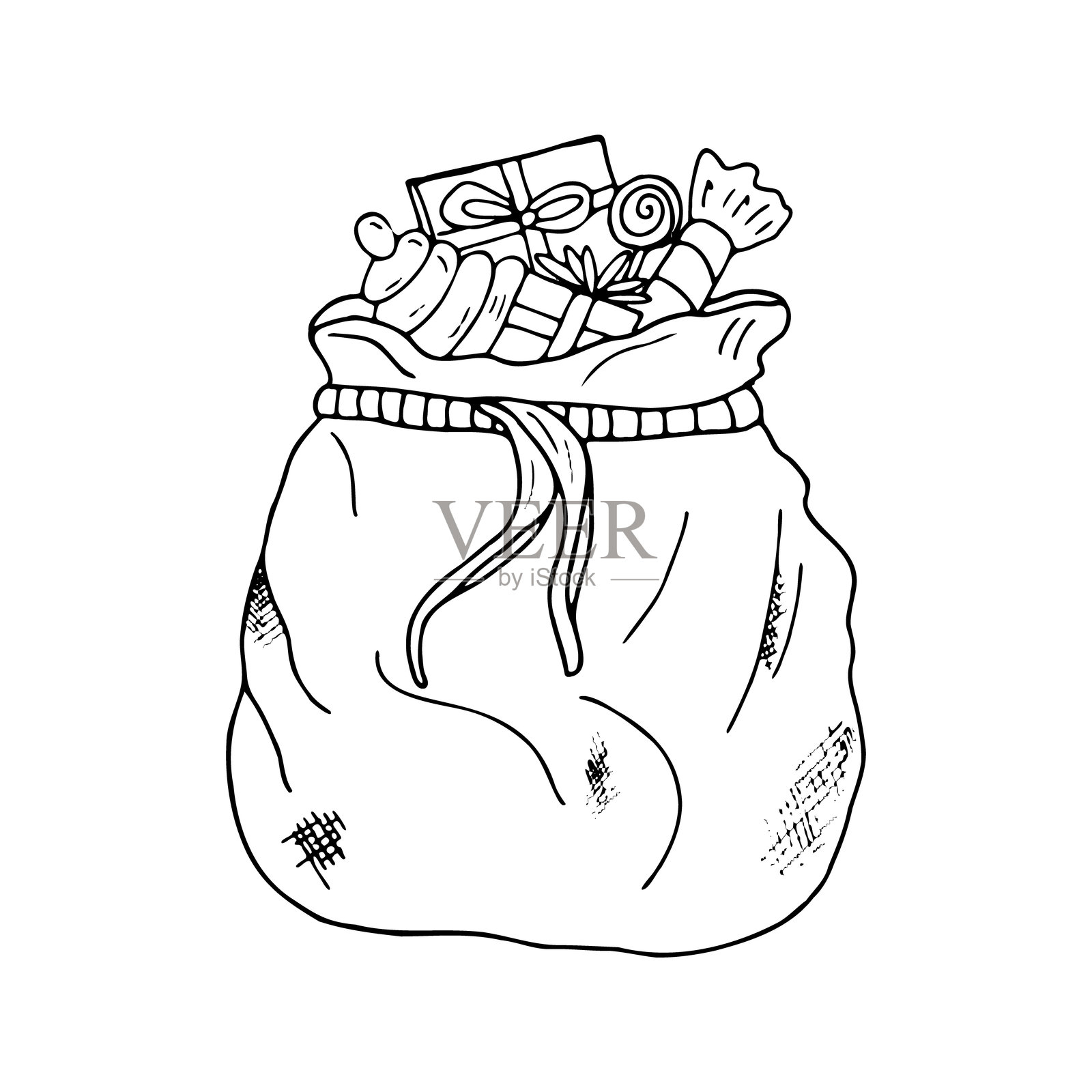 新年礼品袋,矢量插图插画图片素材