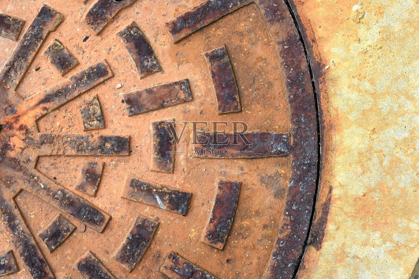 生锈的金属圆形人孔盖特写镜头照片摄影图片