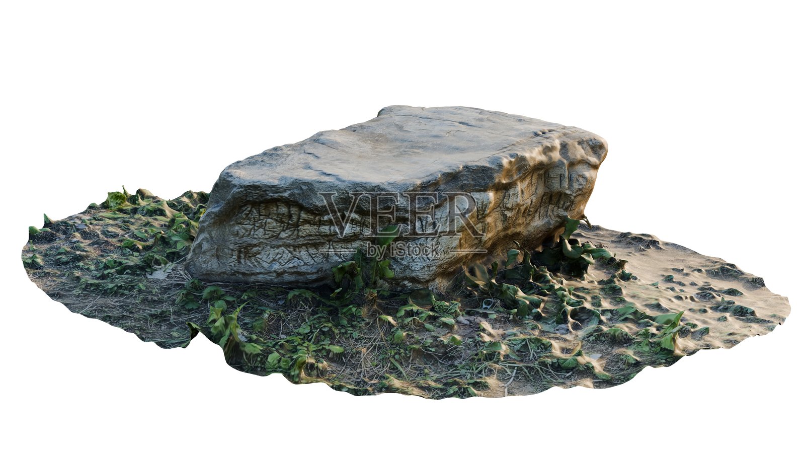 天然石板与郁郁葱葱的灌木丛照片摄影图片