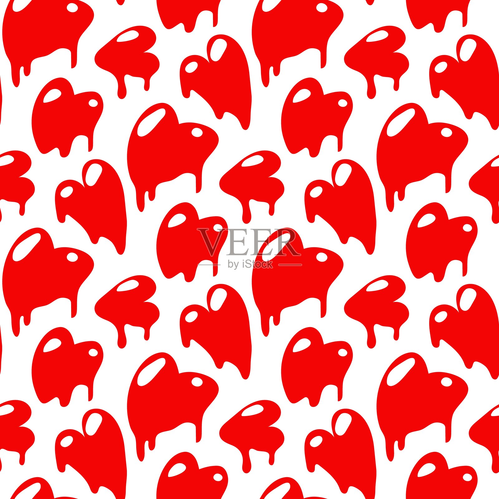 一种涂鸦风格的独特心形图案。滴落的颜料,笔触,泼墨,污浊的心。手绘时尚矢量插图作为印刷礼品包装的背景插画图片素材