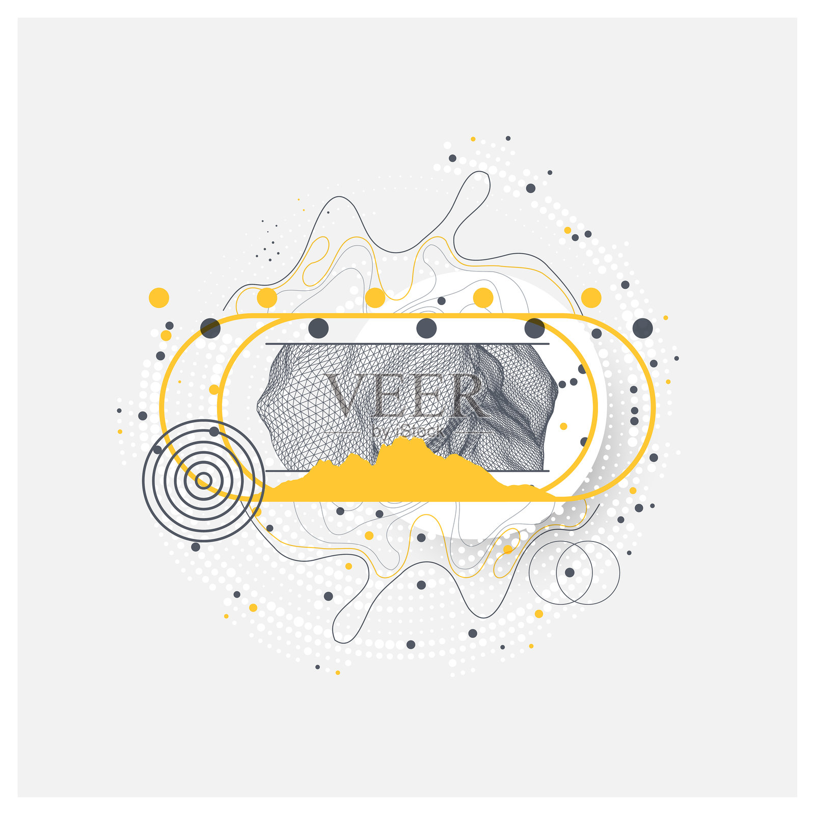 抽象艺术线框背景。现代科学或技术艺术元素。表面插图。手工制作的矢量图。插画图片素材