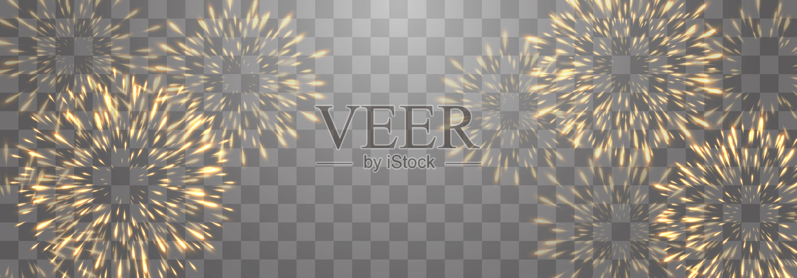 矢量节日烟花,透明背景上独立展示插画图片素材