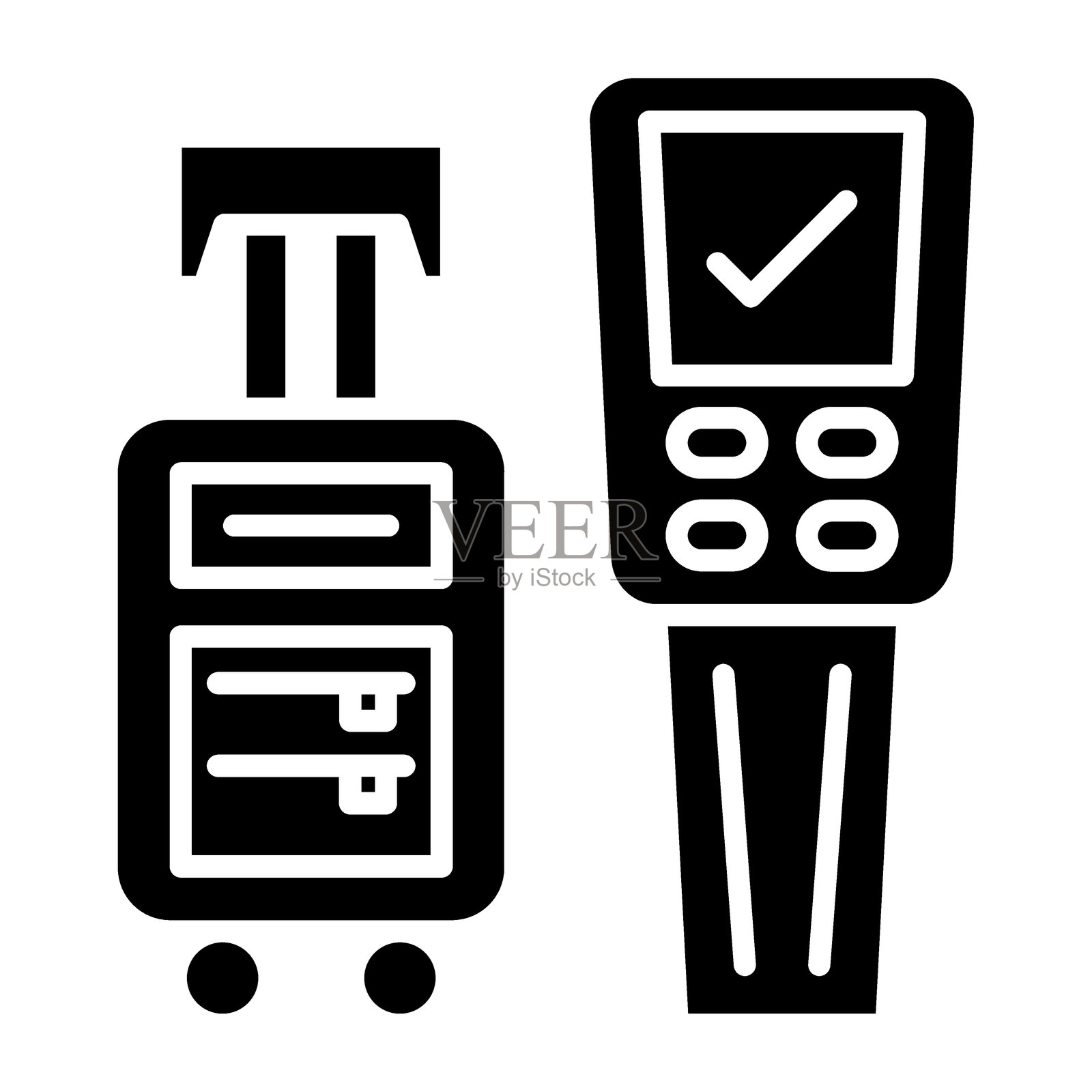 行李寄存自助服务亭图标风格插画图片素材