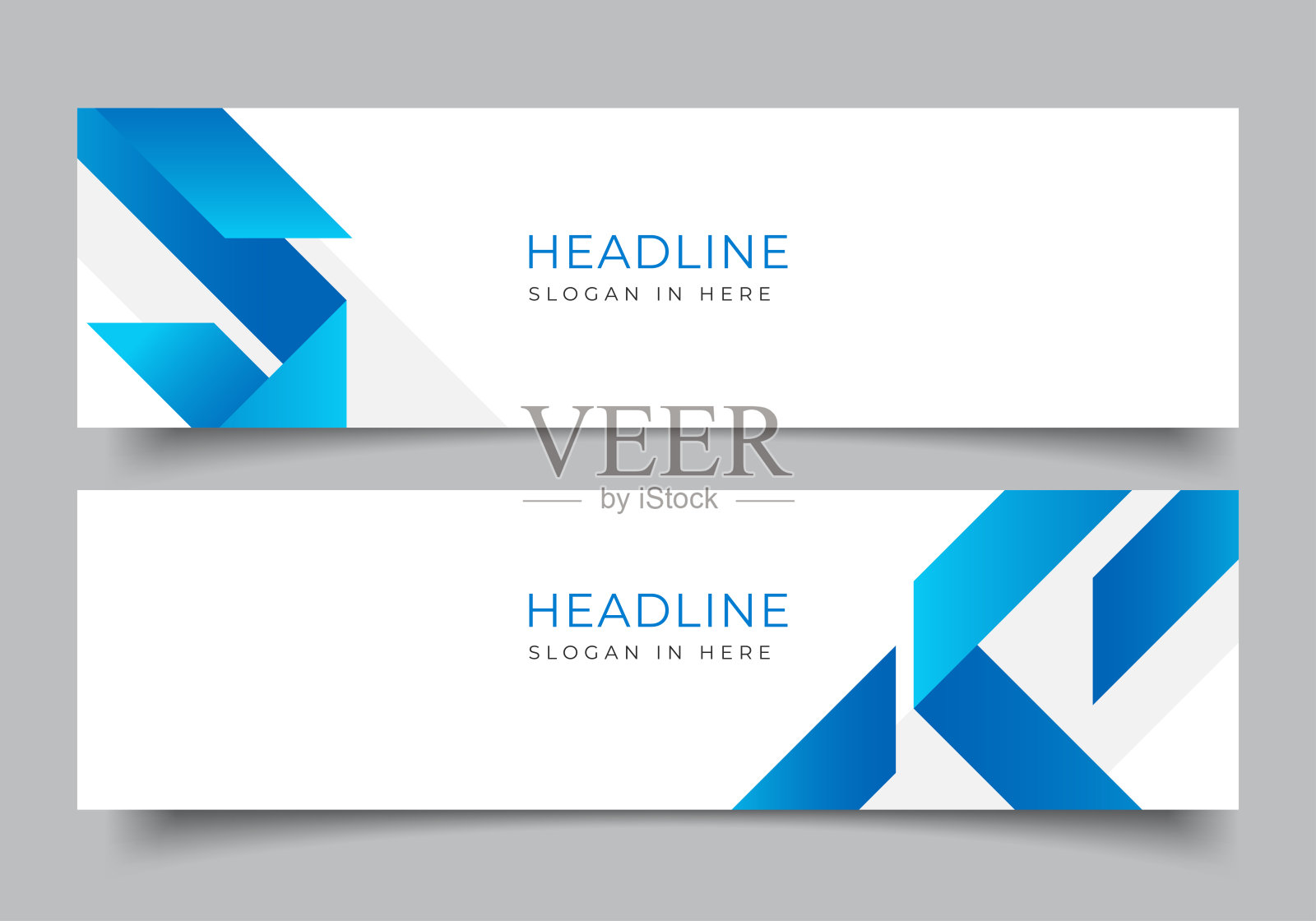 现代抽象蓝色三角形横幅设计。演示或商业模板设计背景插画图片素材