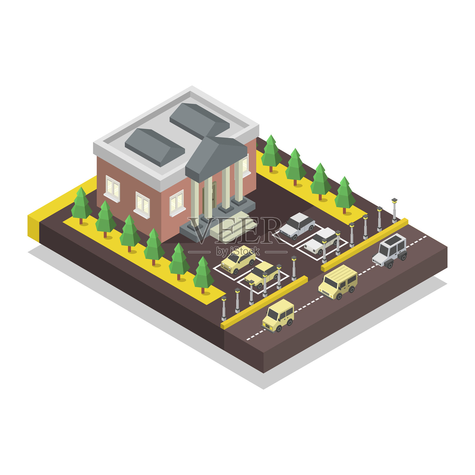 市政厅等轴测图插画图片素材
