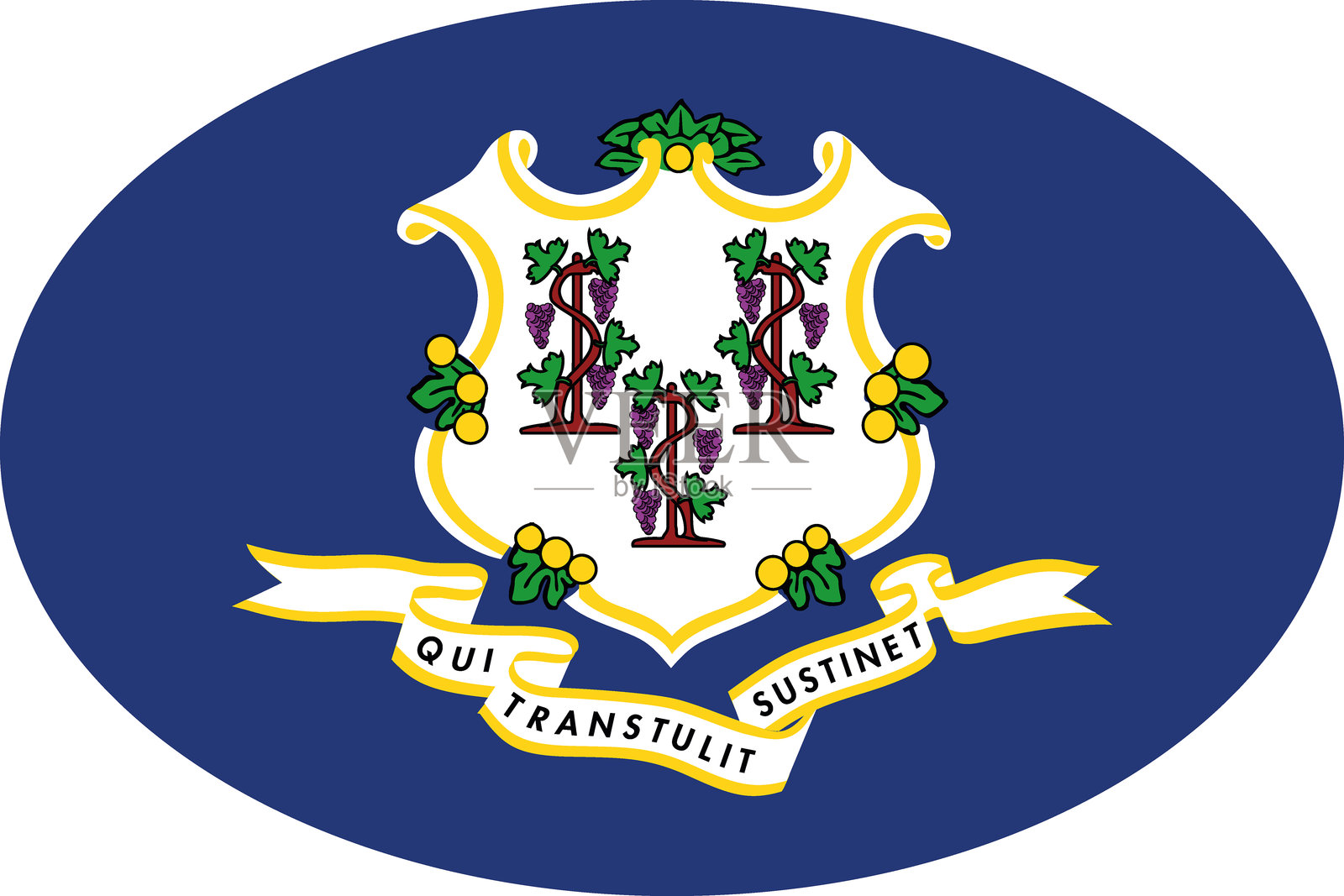 康涅狄格州的椭圆形联邦州旗插画图片素材