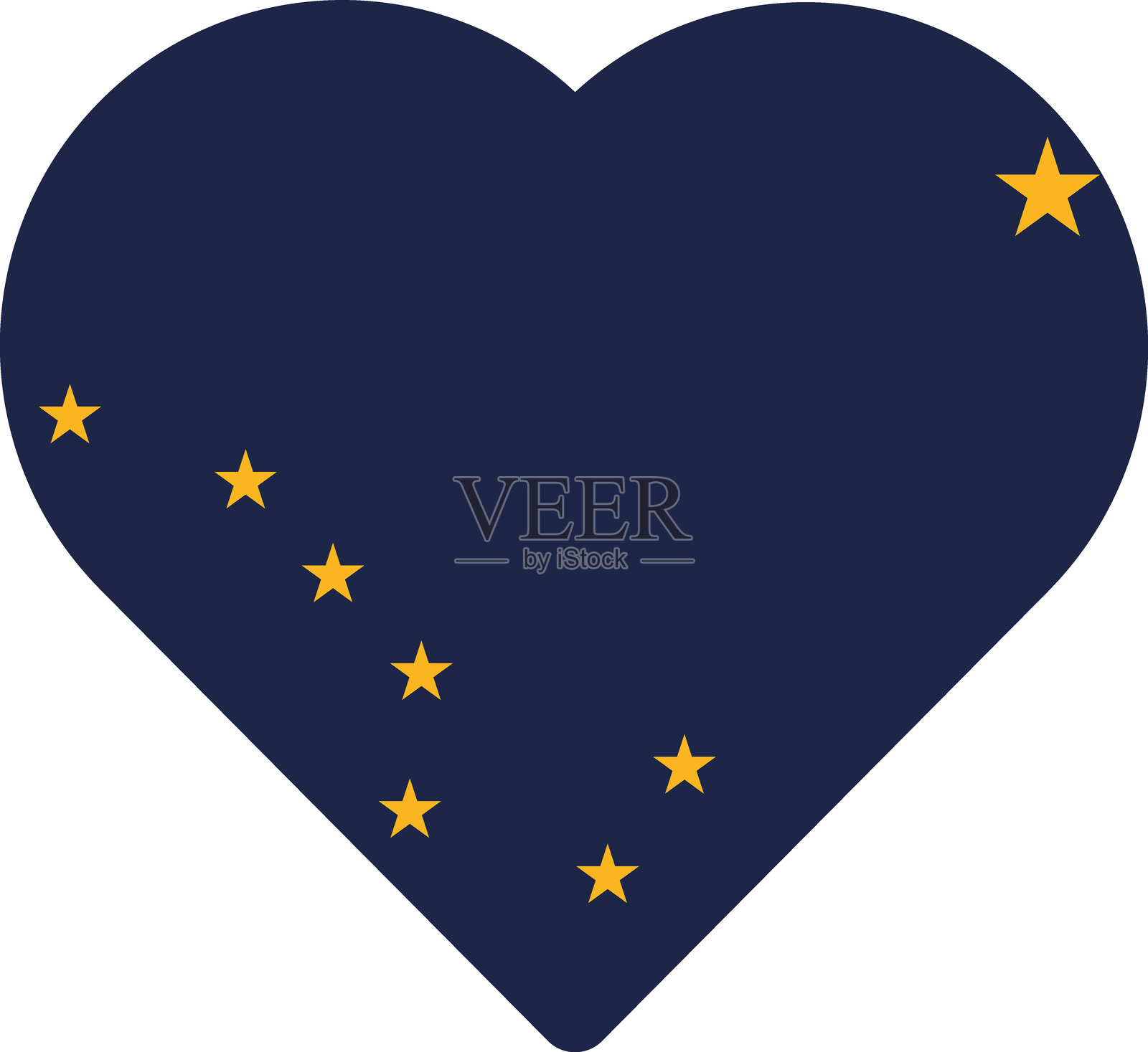 阿拉斯加州心形联邦旗帜插画图片素材