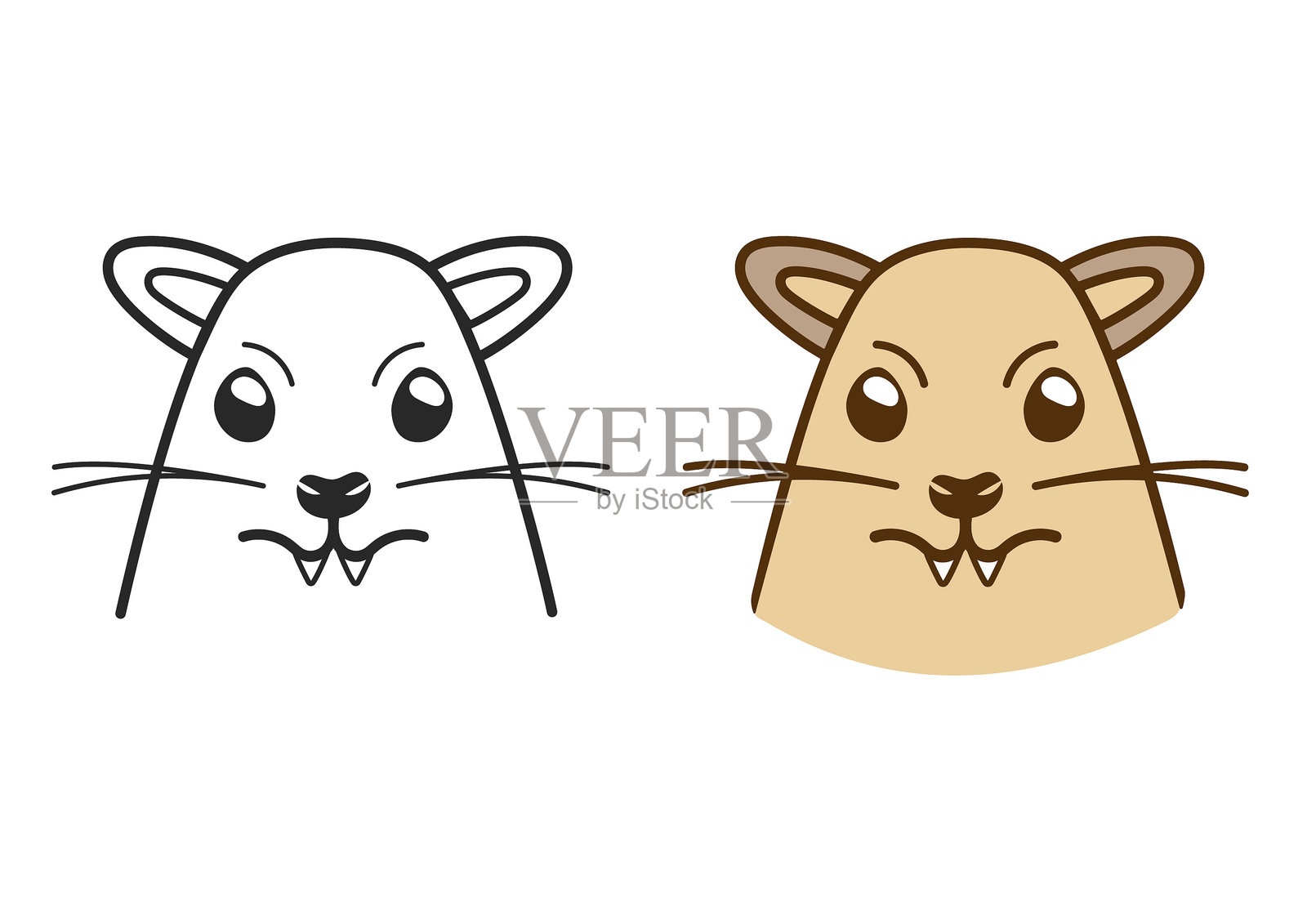 海狸鼠的面孔涂色页插画图片素材