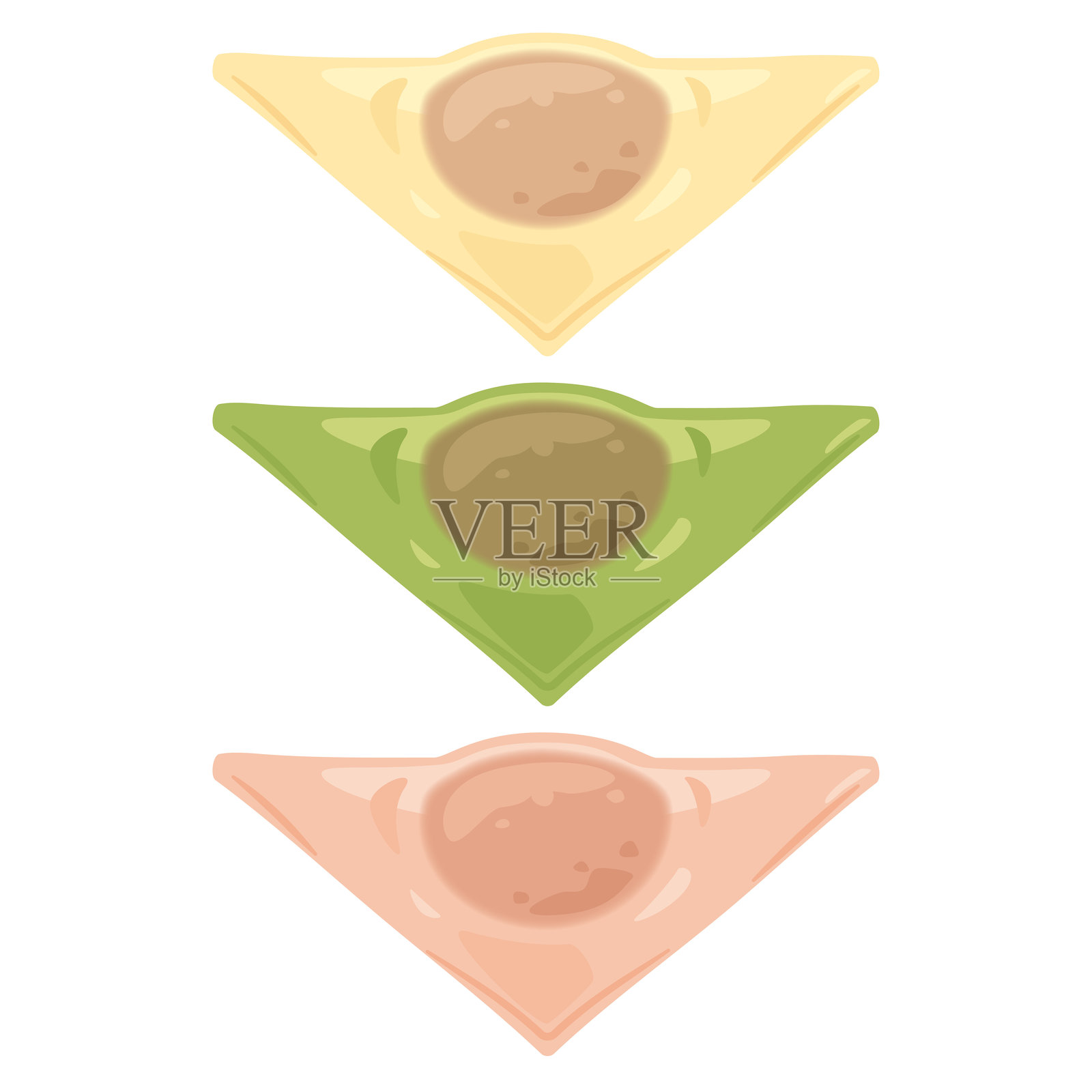 三种颜色的八桥套装2(部分模糊)插画图片素材