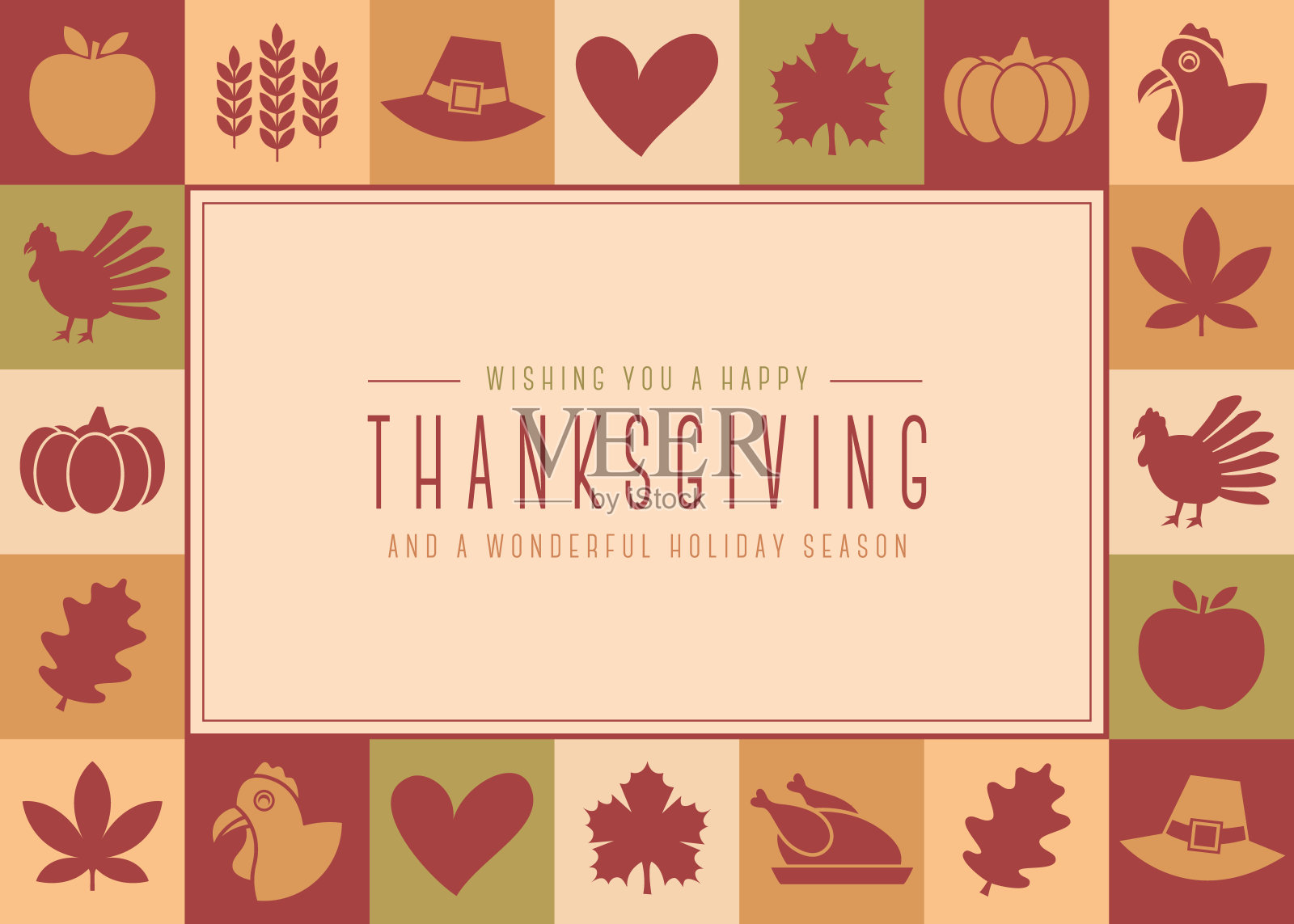 感恩节图标框架贺卡 - v3插画图片素材