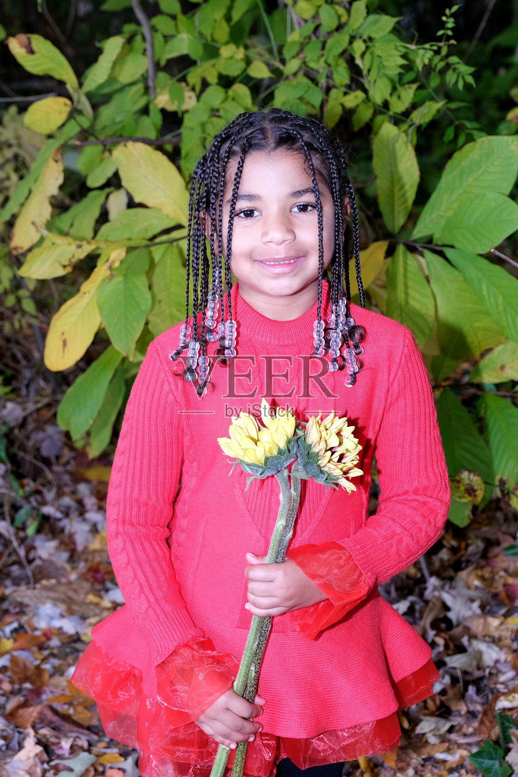 小女孩在户外照片摄影图片