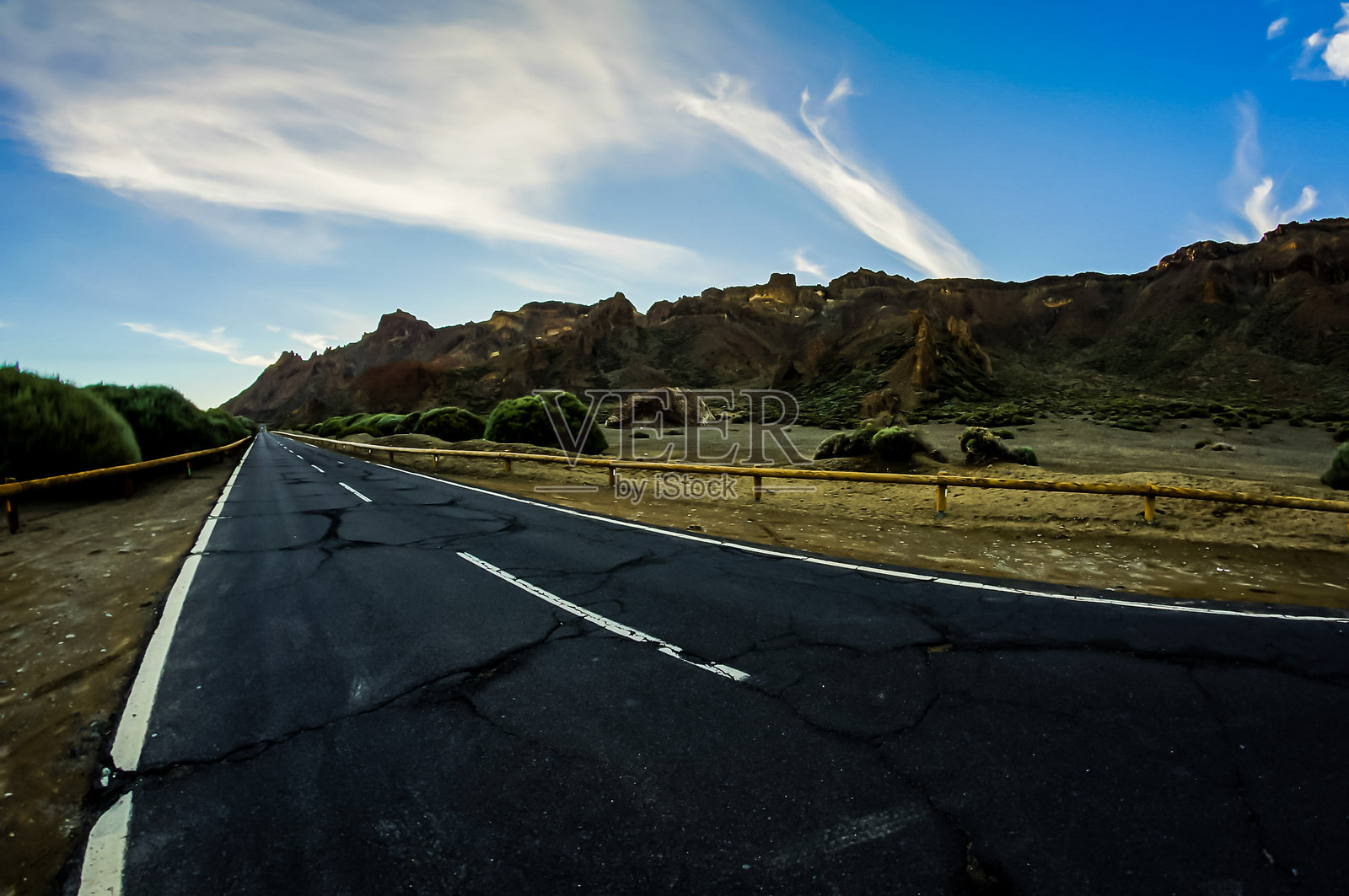 一条路,背景有几棵树照片摄影图片