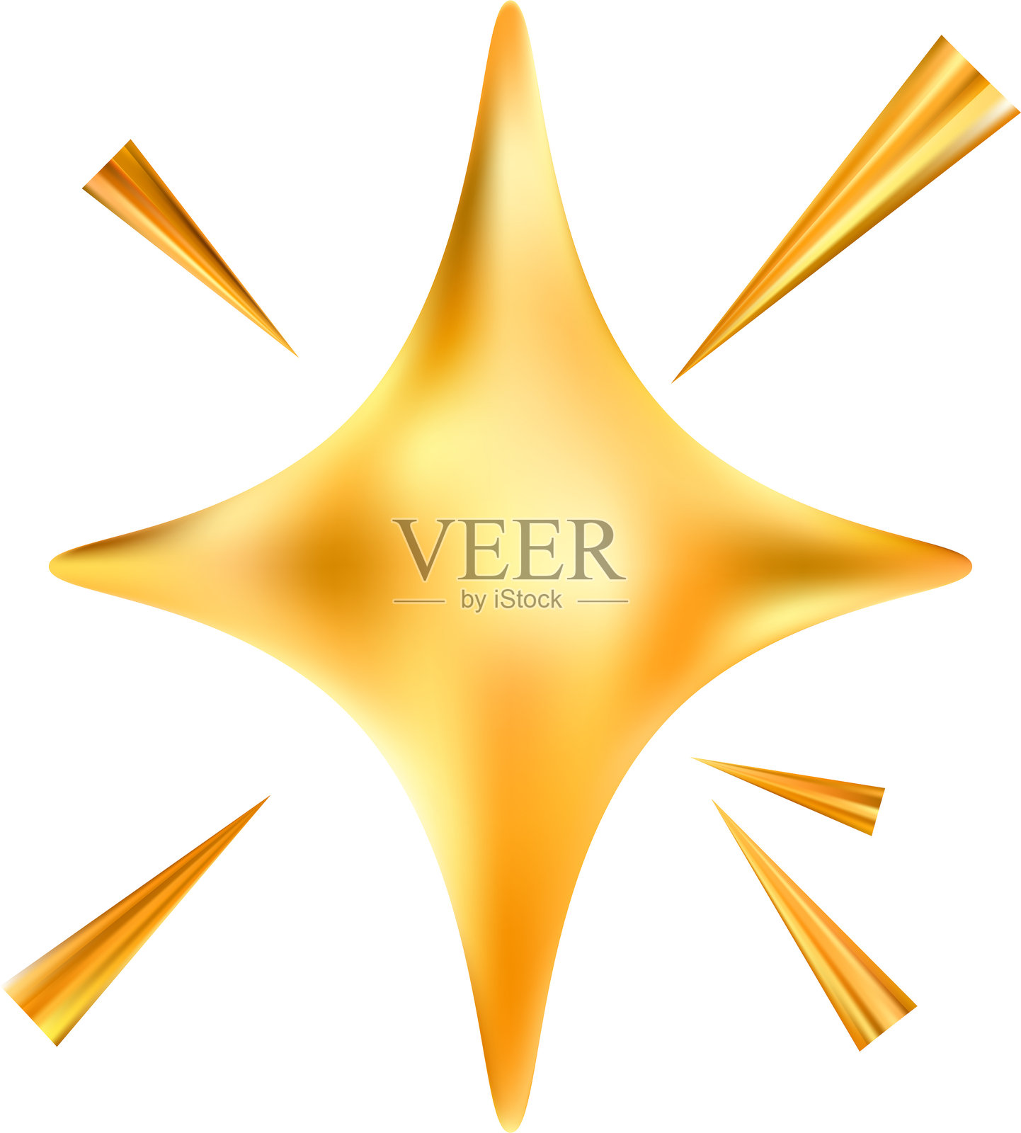 金色星星表情图标。闪闪发光的魔法元素。插画图片素材