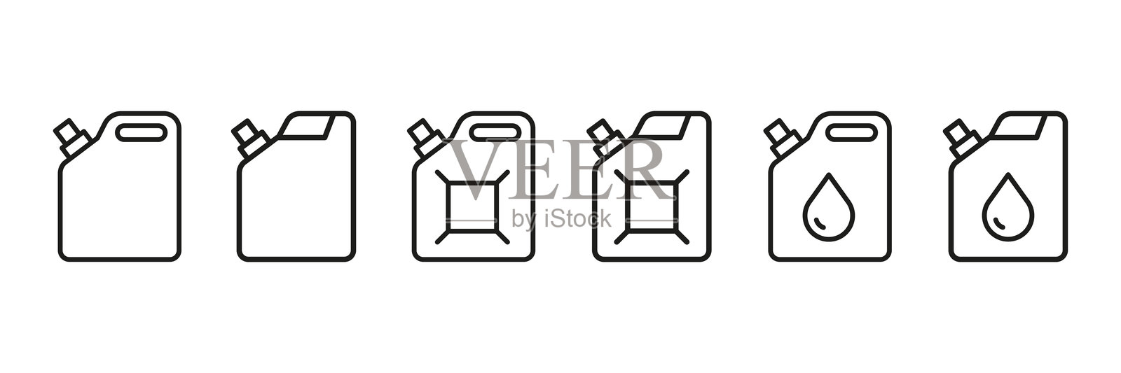 燃气罐图标矢量集。包含燃料、油罐符号插画图片素材