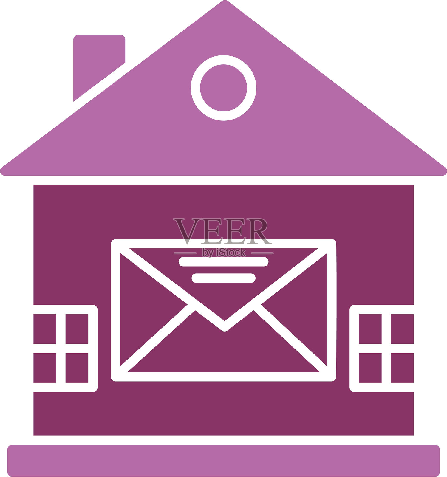 房屋邮件图标双色设计插画图片素材