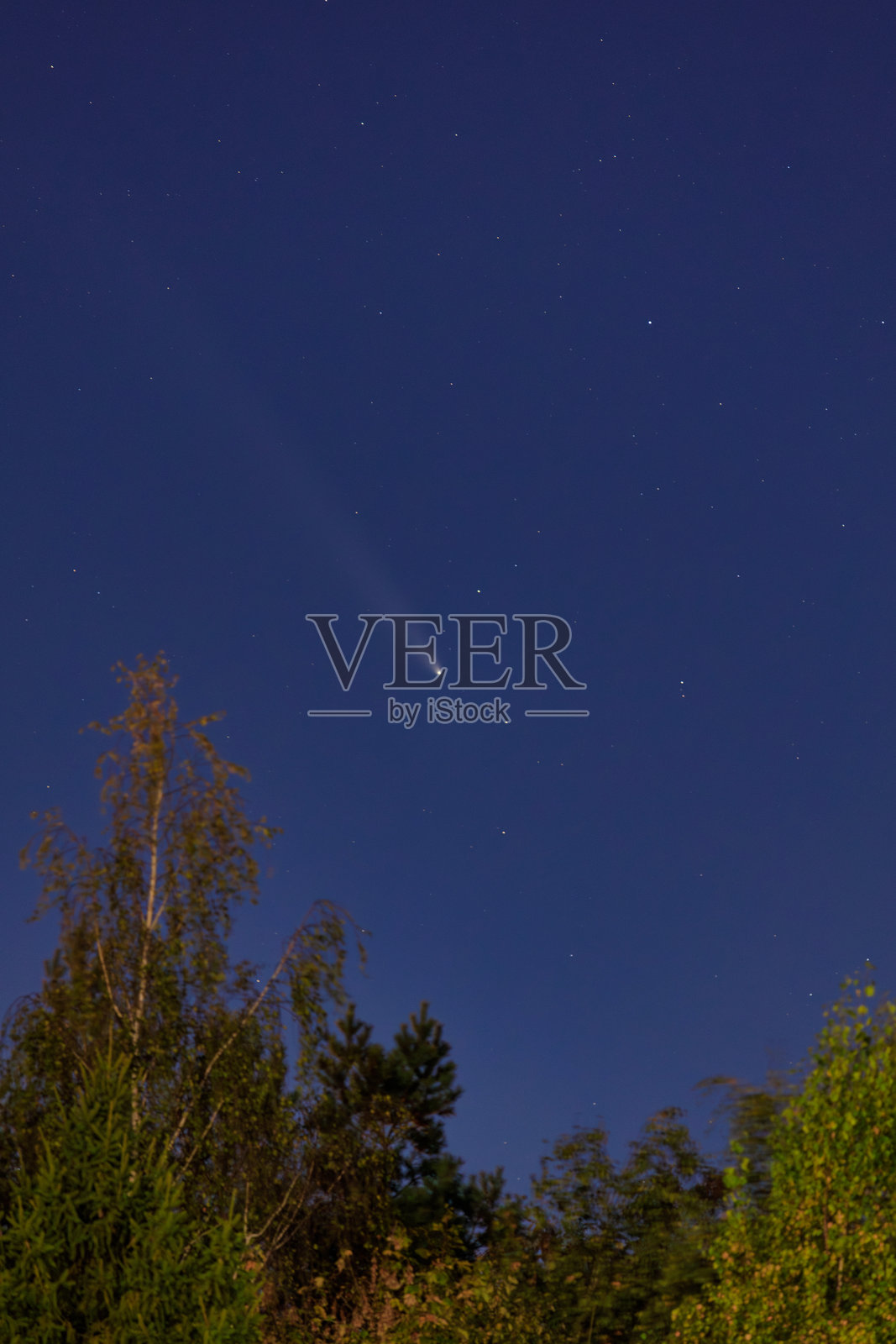 彗星C/2023 A3 Tsuchinshan-ATLAS在波兰的天空中划过。照片摄影图片