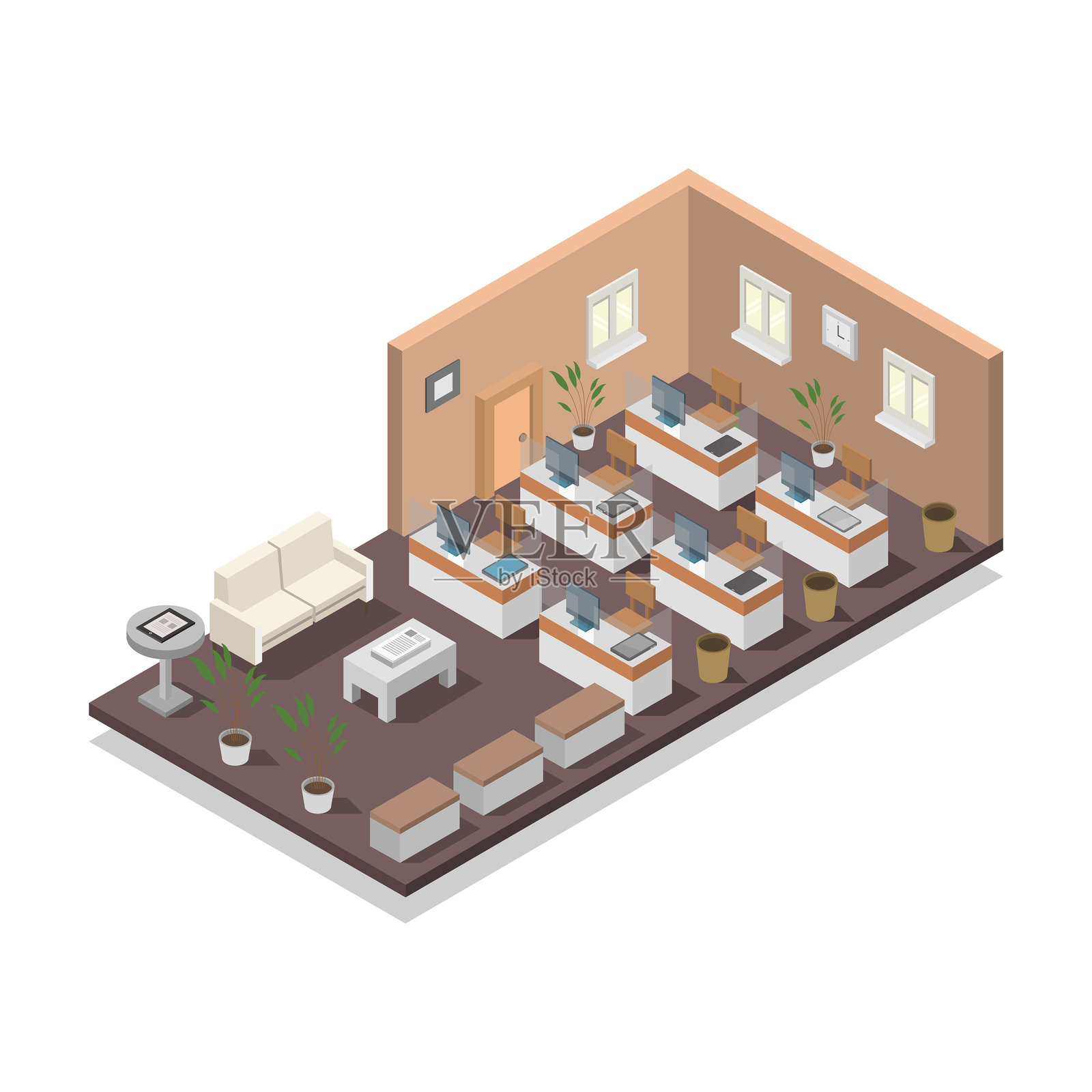 等距银行房间插画图片素材