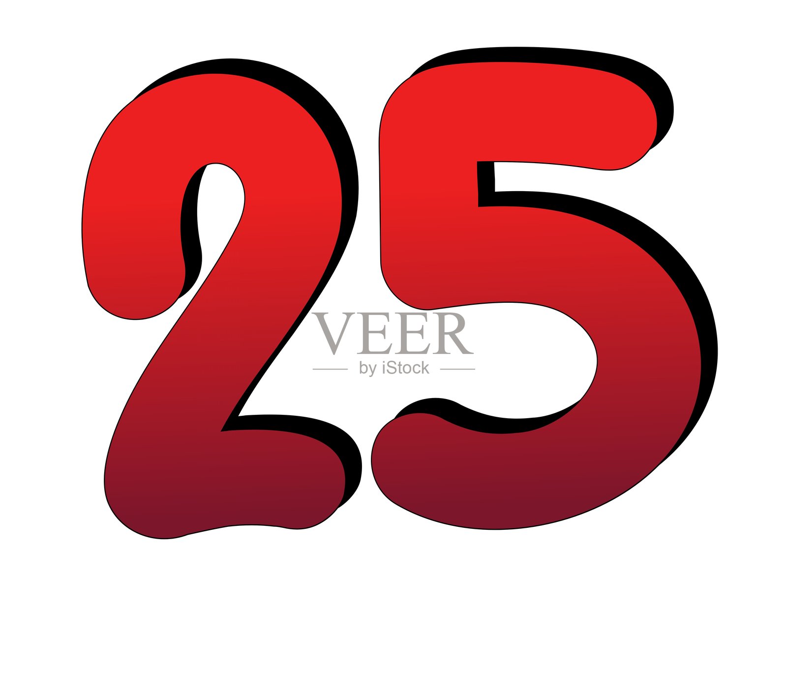 白色背景上的3D数字25照片摄影图片