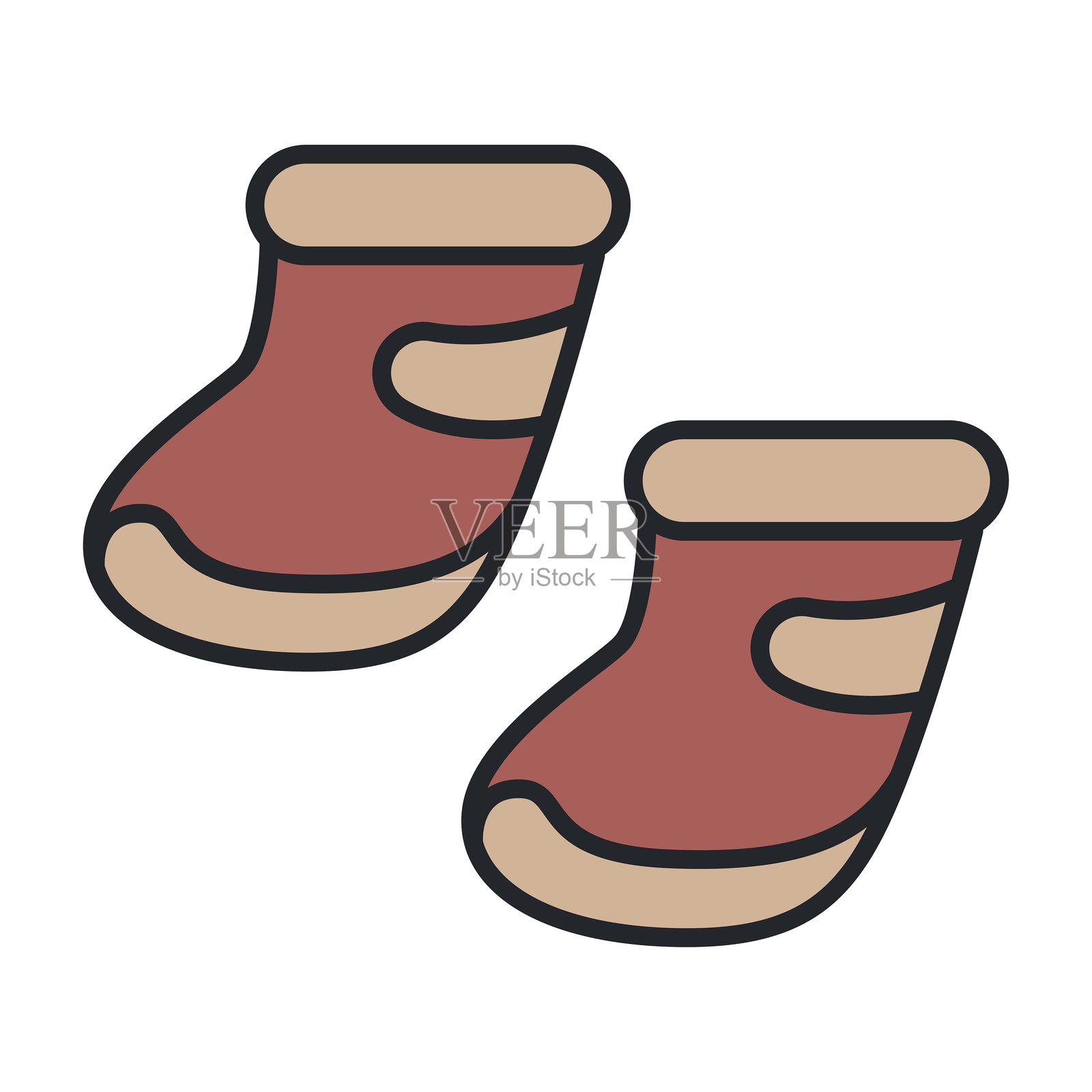 狗用雪靴矢量卡通插图,背景为白色。插画图片素材