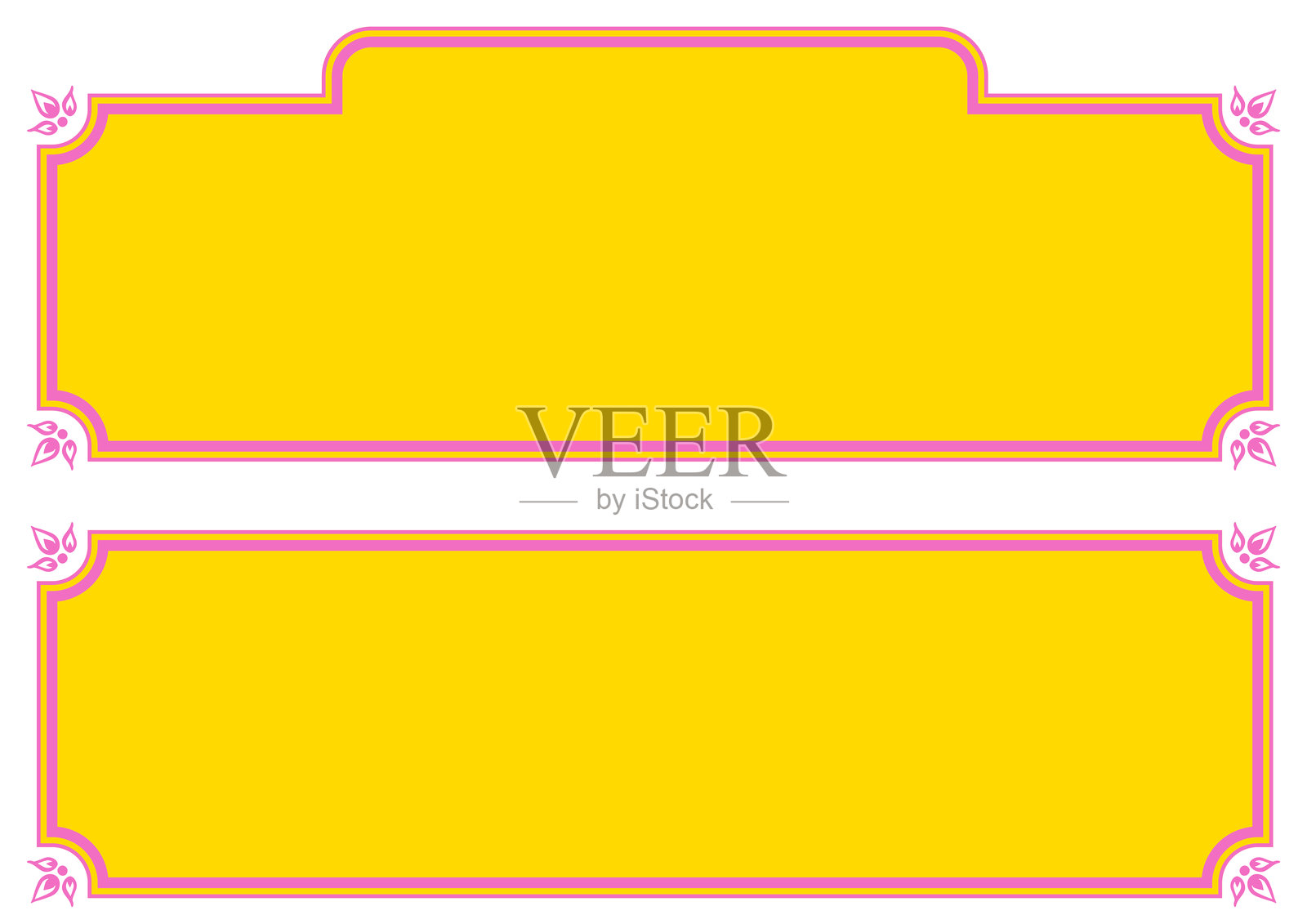 亚洲风格装饰框架套件。矢量数据。插画图片素材