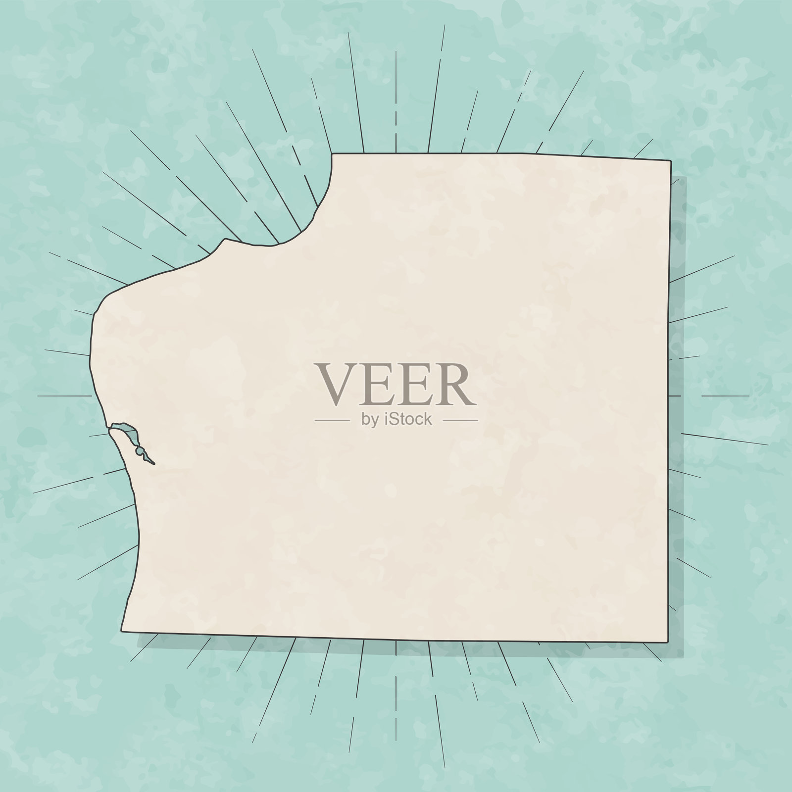 密歇根州本齐县。复古风格地图 - 旧纹理纸张插画图片素材