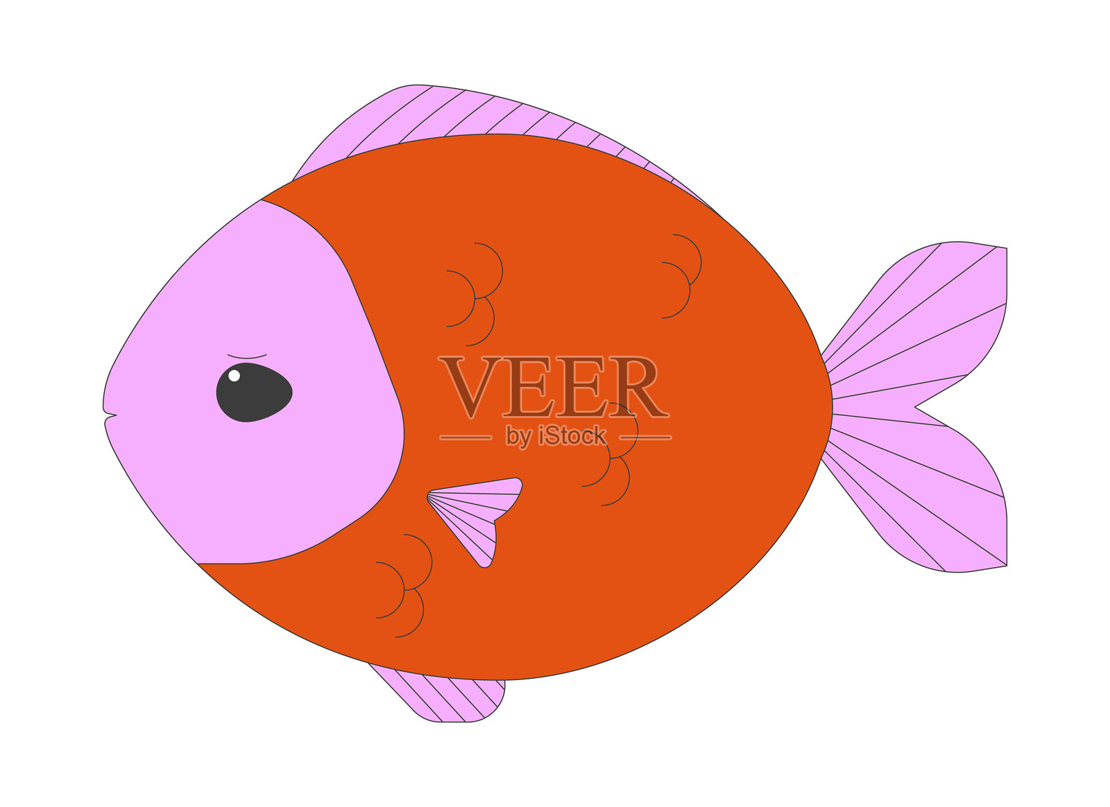 悲伤的鱼类2D卡通角色插画图片素材