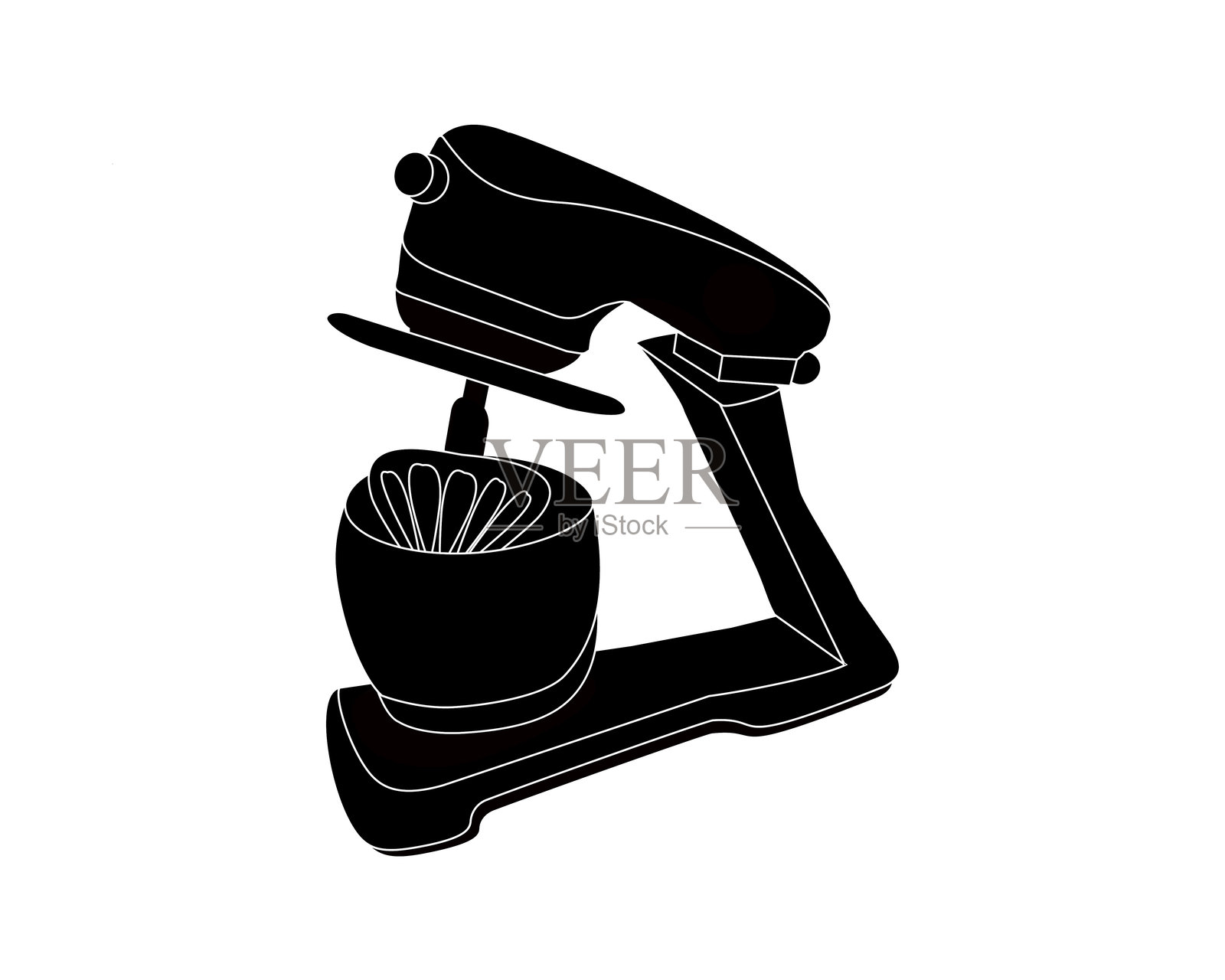 黑白色行星搅拌机插画图片素材