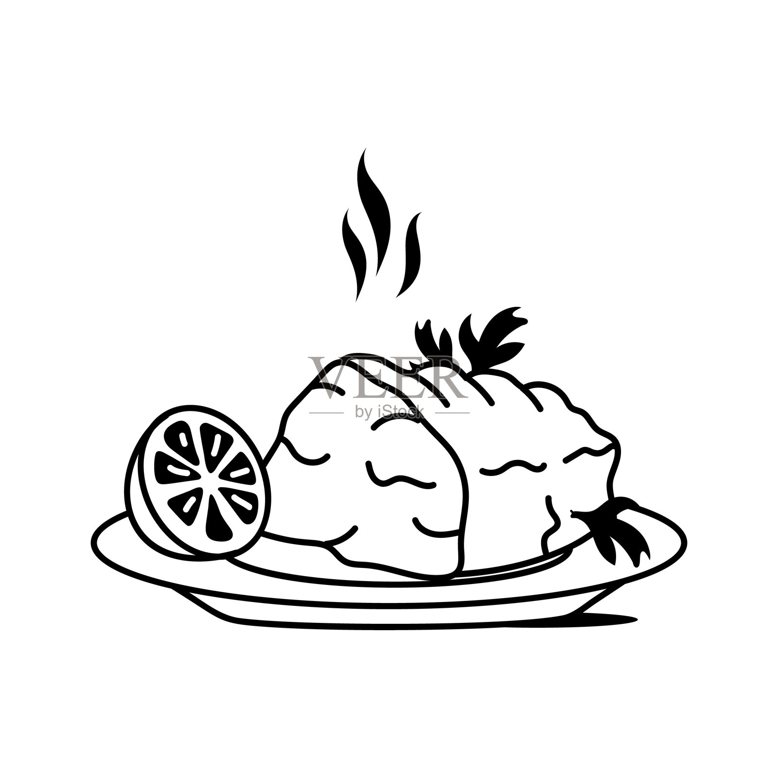 烤牛肉插画图片素材