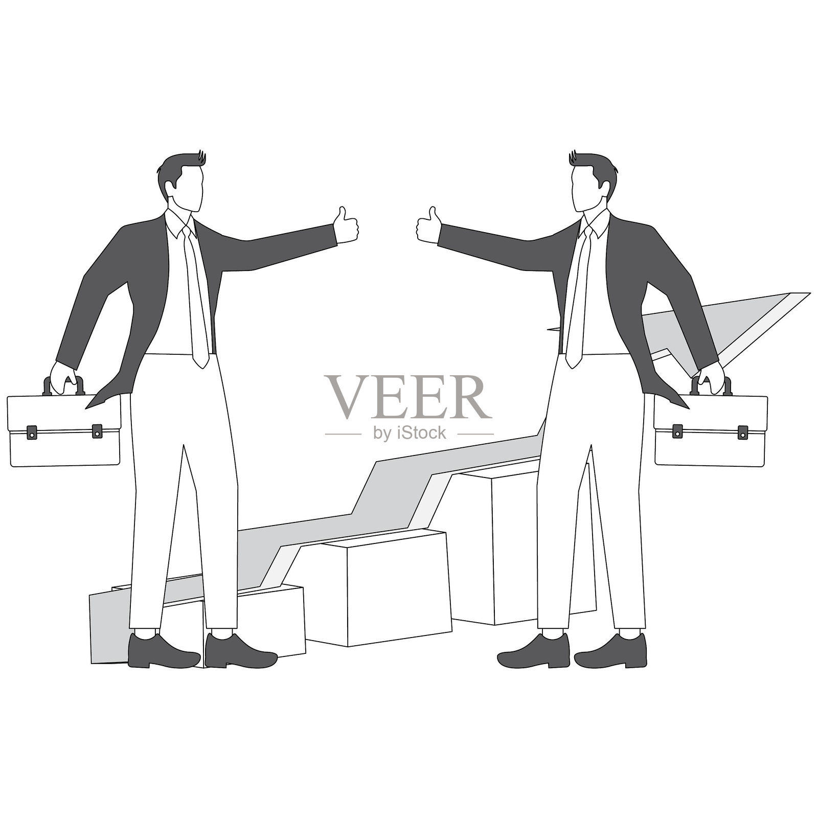 互相称赞,两位商人竖起大拇指。插画图片素材