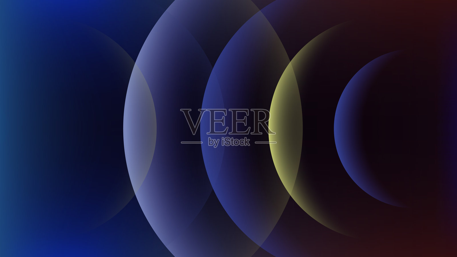 抽象圆形深蓝色与黄色渐变桌面壁纸矢量图。插画图片素材