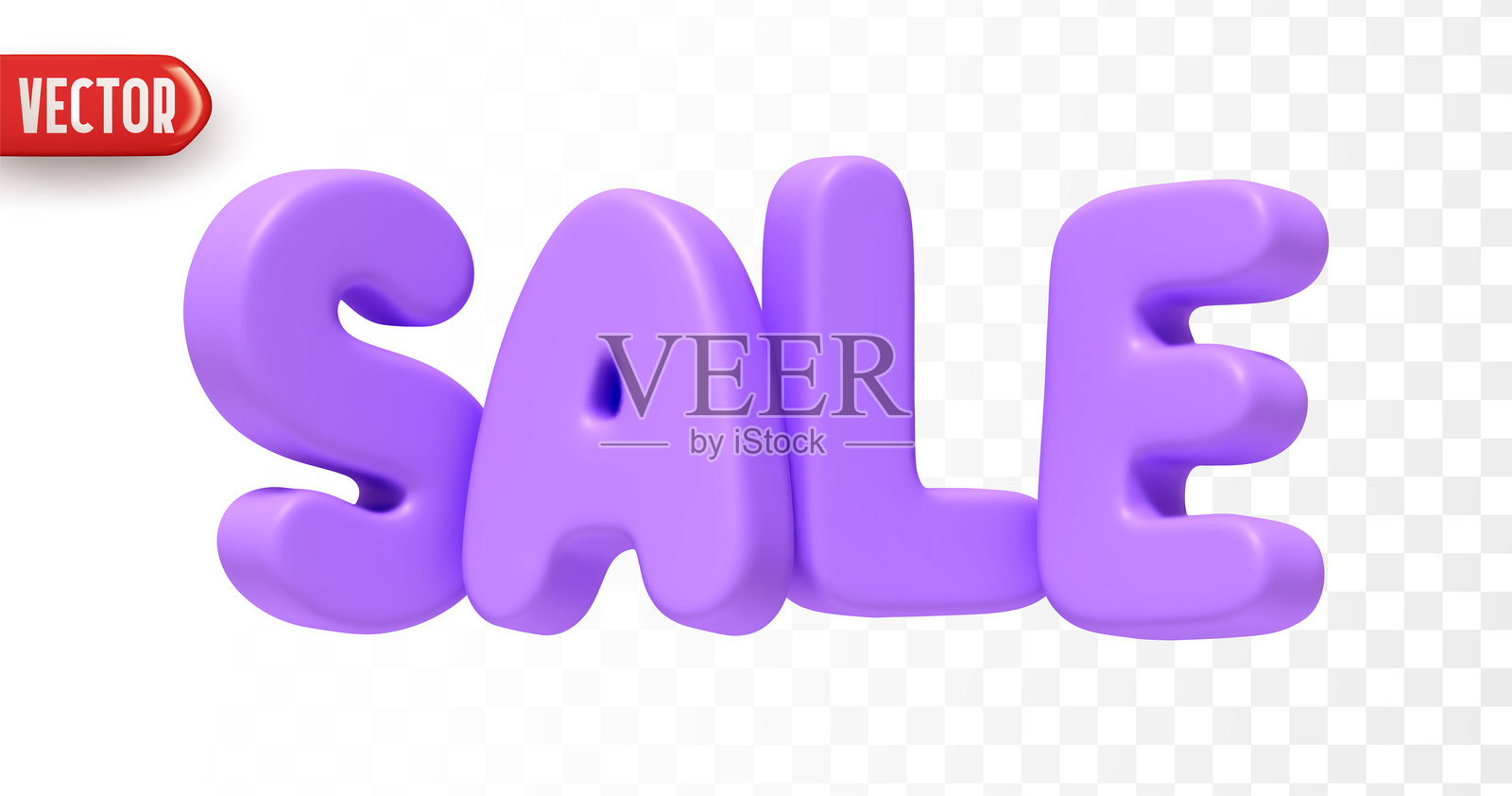 销售 3D 紫色文字。销售淡紫色字母,背景独立。矢量插图。插画图片素材