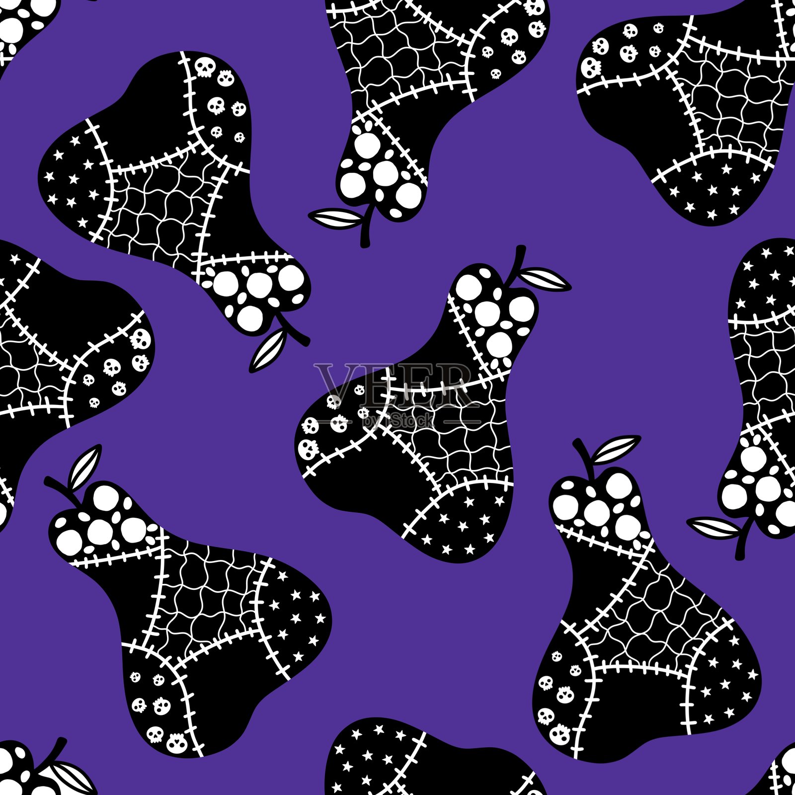 水果无缝梨子图案,适用于面料、纺织品和包装照片摄影图片