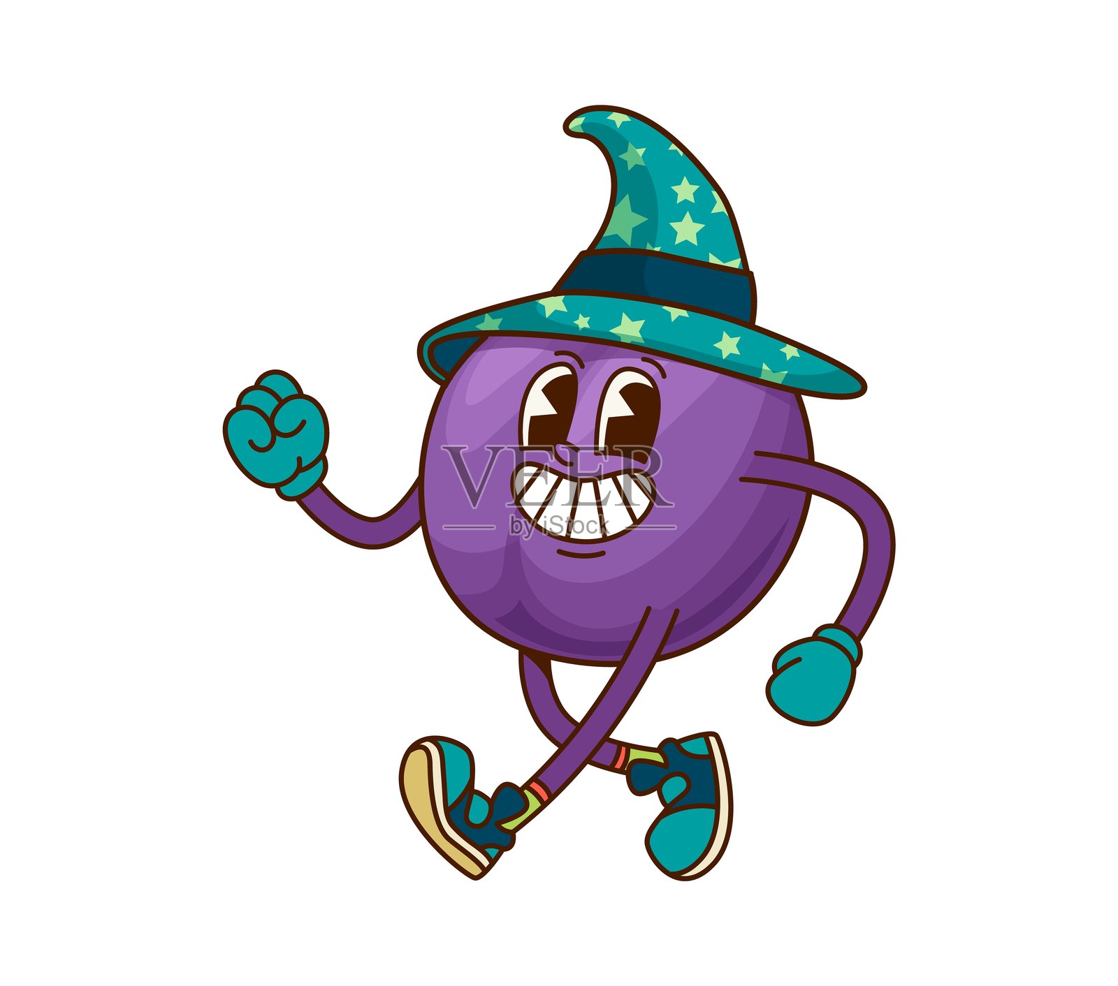 时髦的梅子水果万圣节巫师角色插画图片素材