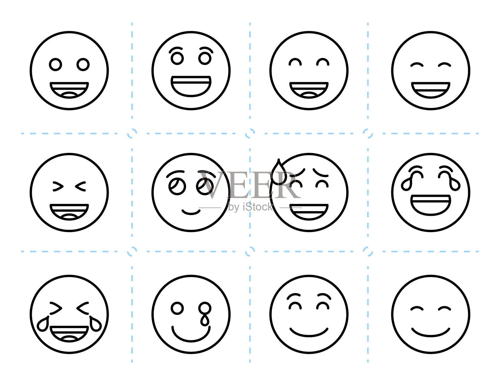 一组表情符号图标。插画图片素材